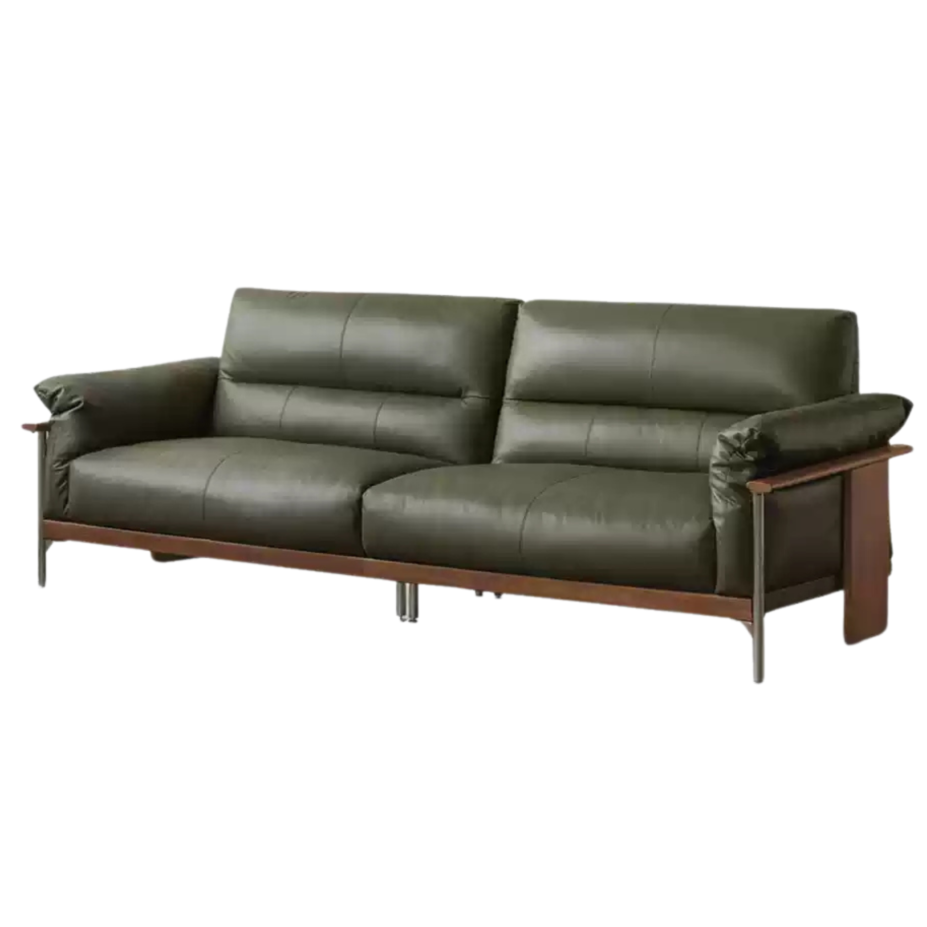 Black Walnut Solid Wood Italian Leather Sofa-