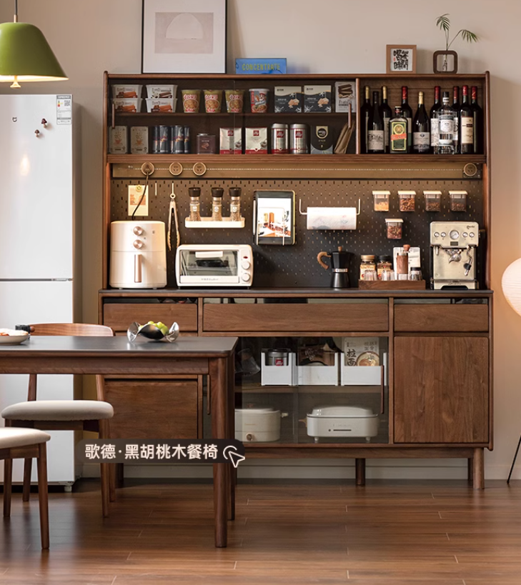 Black Walnut, Sandalwood Solid Wood Light Luxury Rock Plate Sideboard