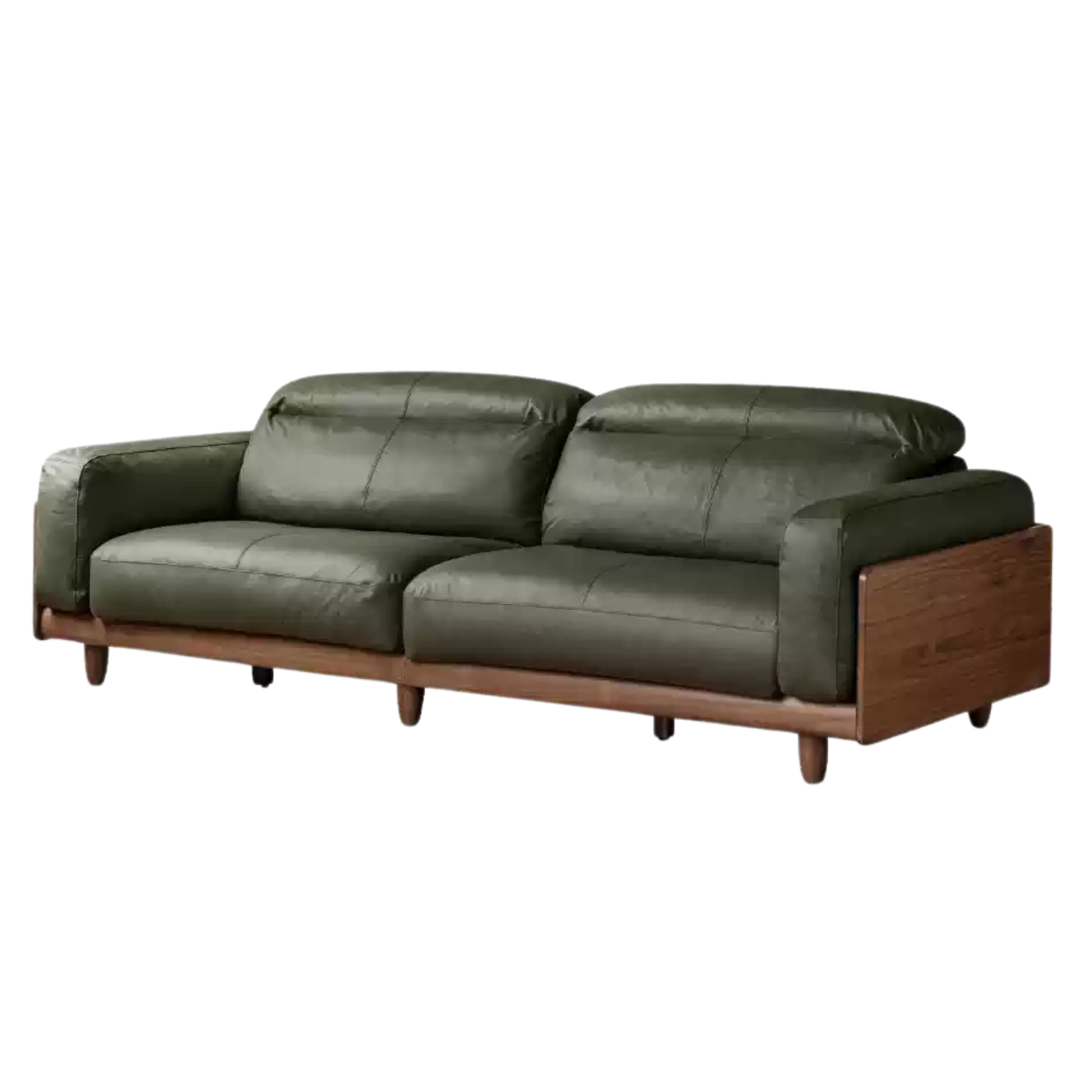 Black Walnut, Poplar Solid Wood Leather Sofa Italian Light Luxury.