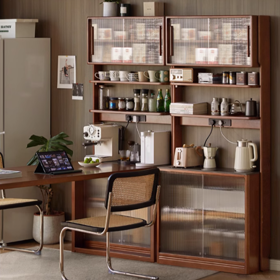 Poplar Solid Wood Rock Board American Retro Dining Sideboard.
