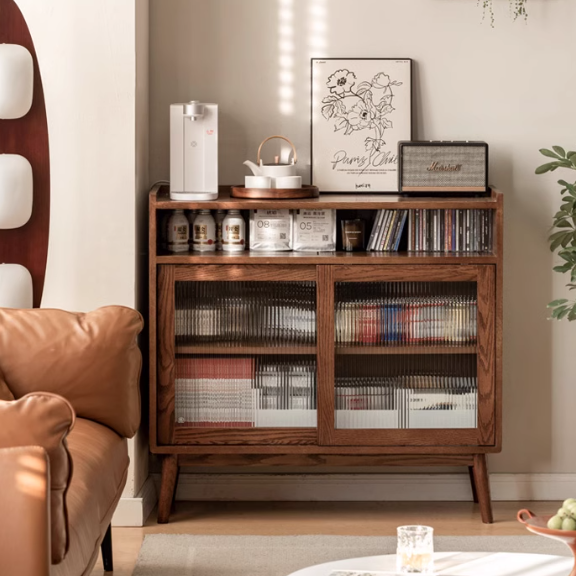 Oak Solid Wood, Solid RubberWood Modern Multifunctional Sideboard