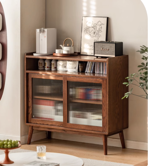 Oak Solid Wood, Solid RubberWood Modern Multifunctional Sideboard