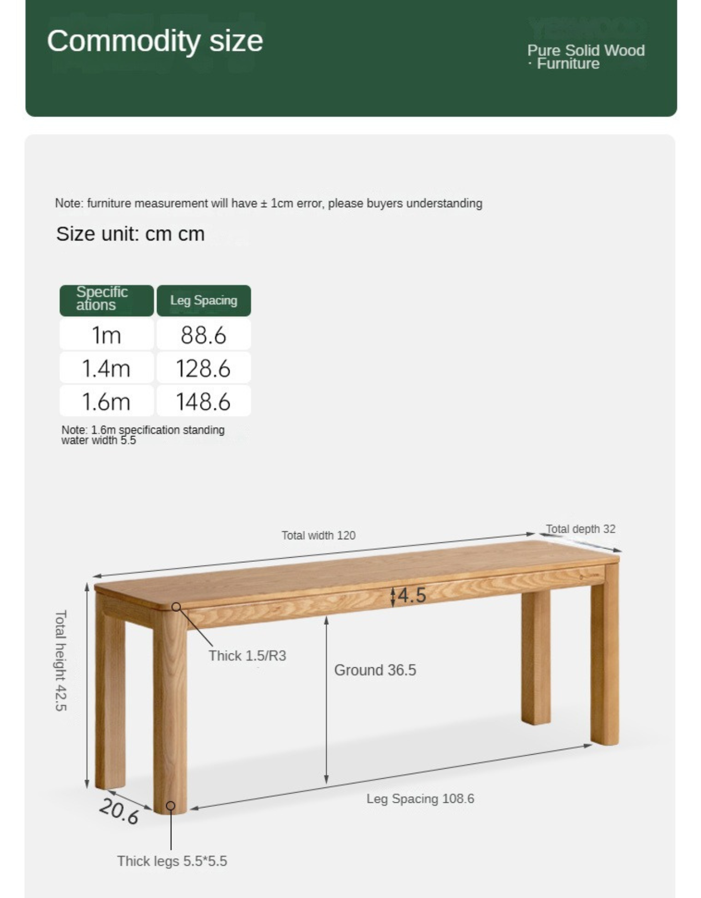 Ash, Oak Solid Wood Long Bench Nordic