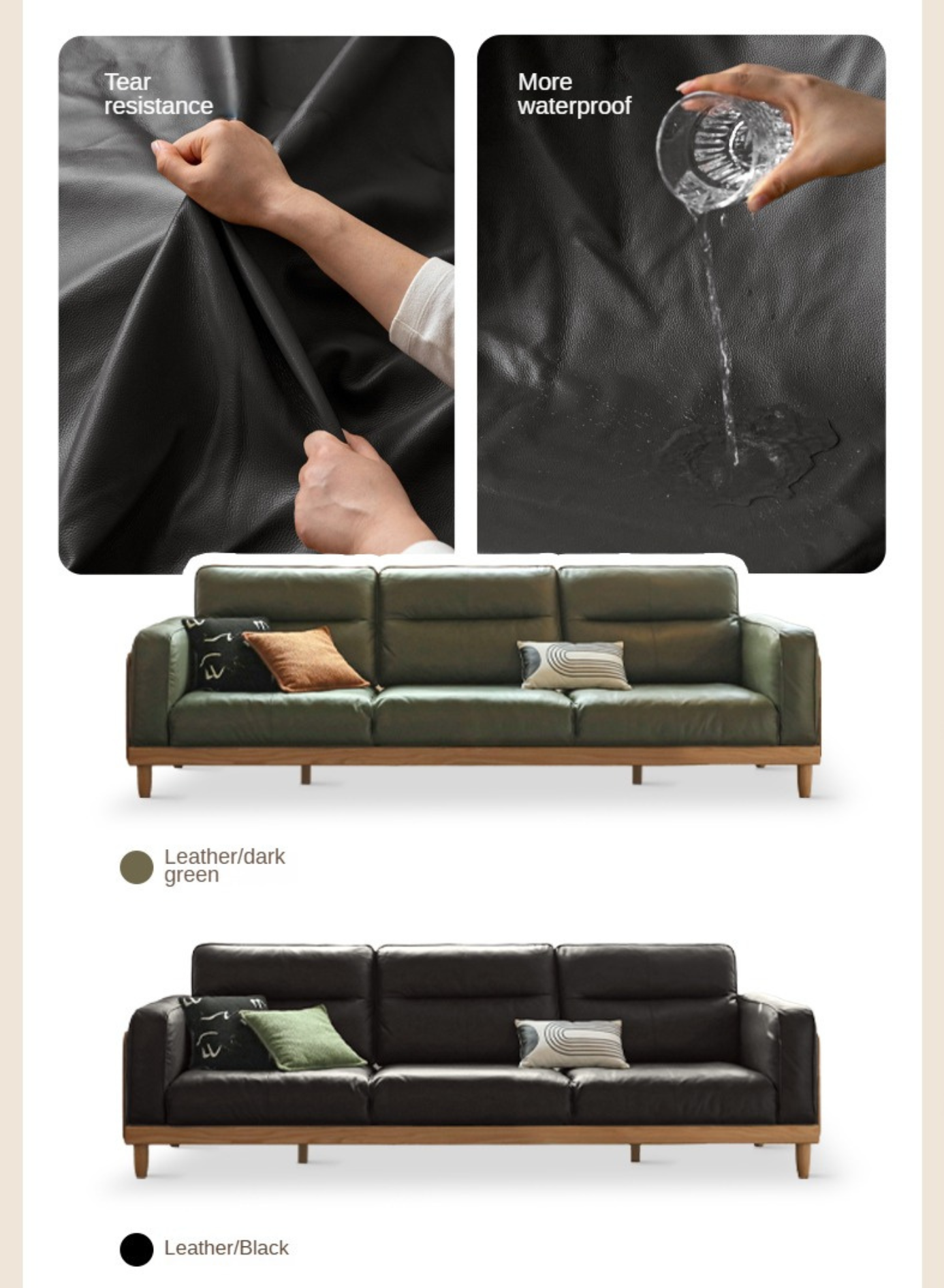 Oak, Ash Solid Wood genuine leather, fabrics High Back Sofa