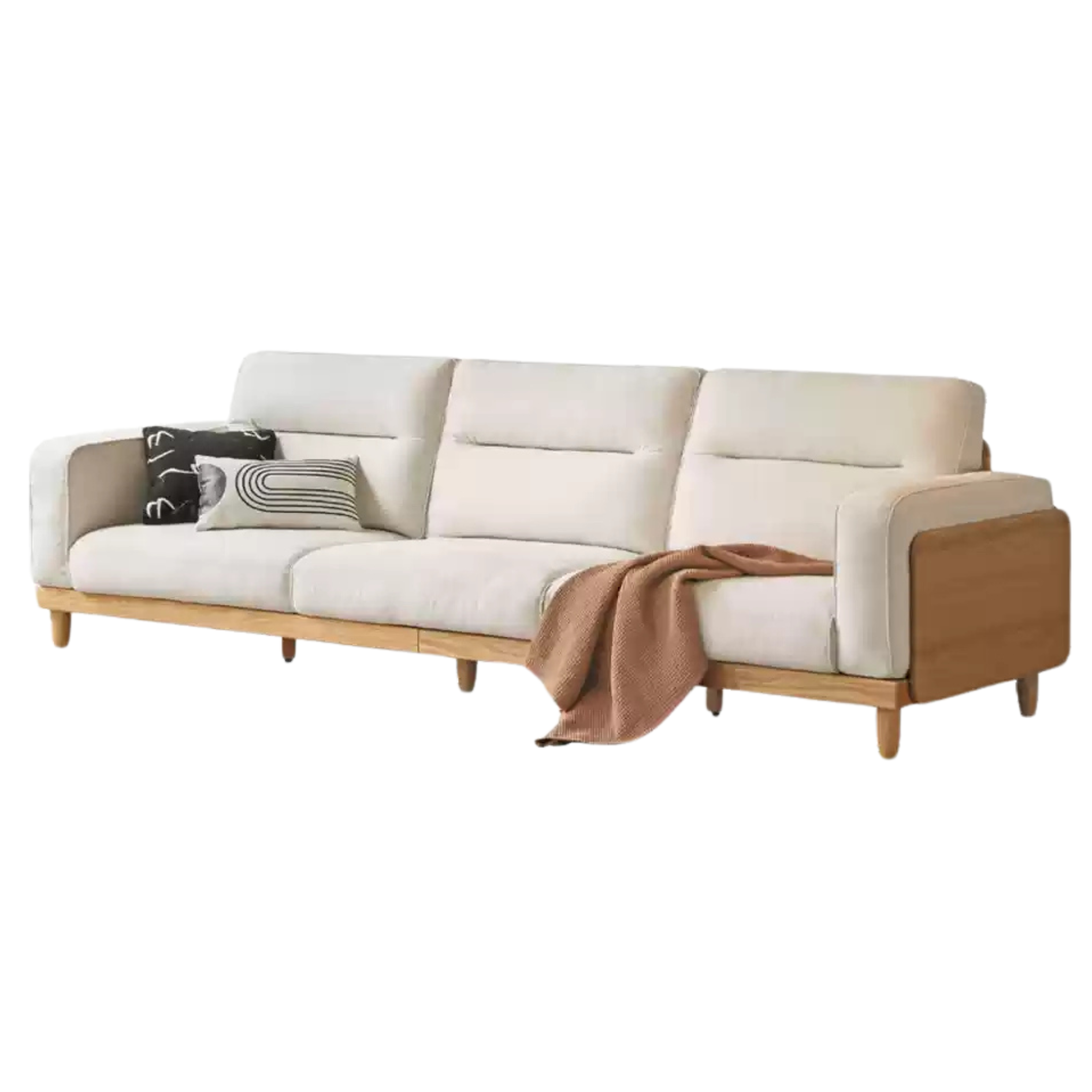 Oak, Ash Solid Wood genuine leather, fabrics High Back Sofa