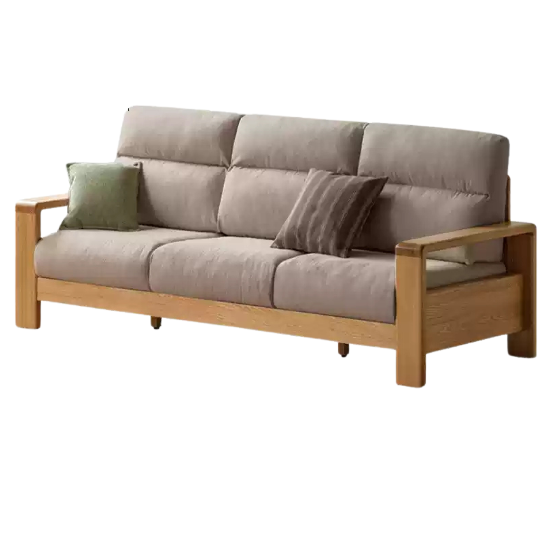 Oak Solid Wood Fabric Sofa Modern.