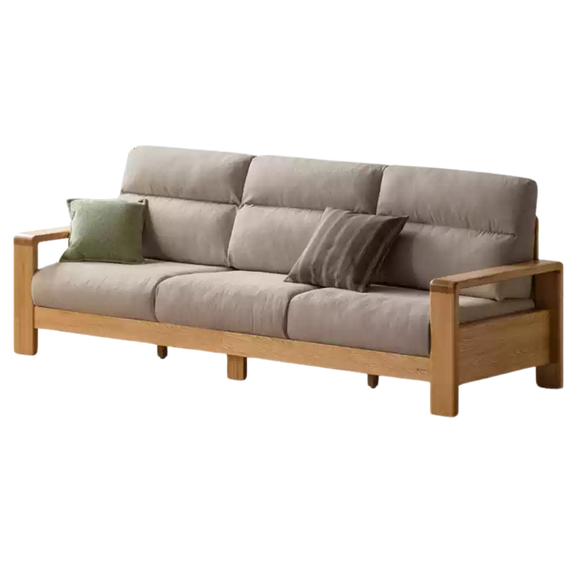 Oak Solid Wood Fabric Sofa Modern.