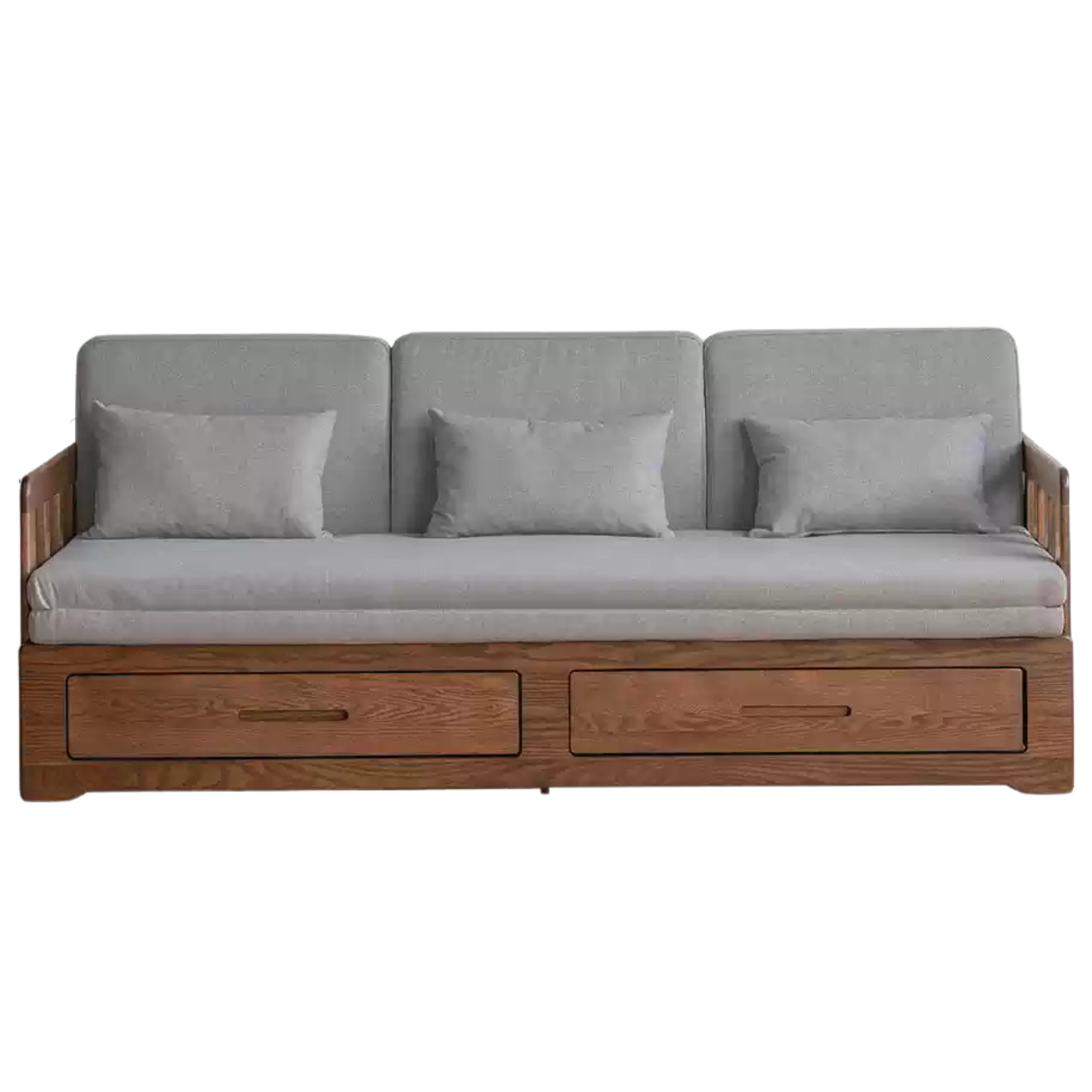 Oak, Solid Rubberwood Wood Folding Storage Sofa Bed