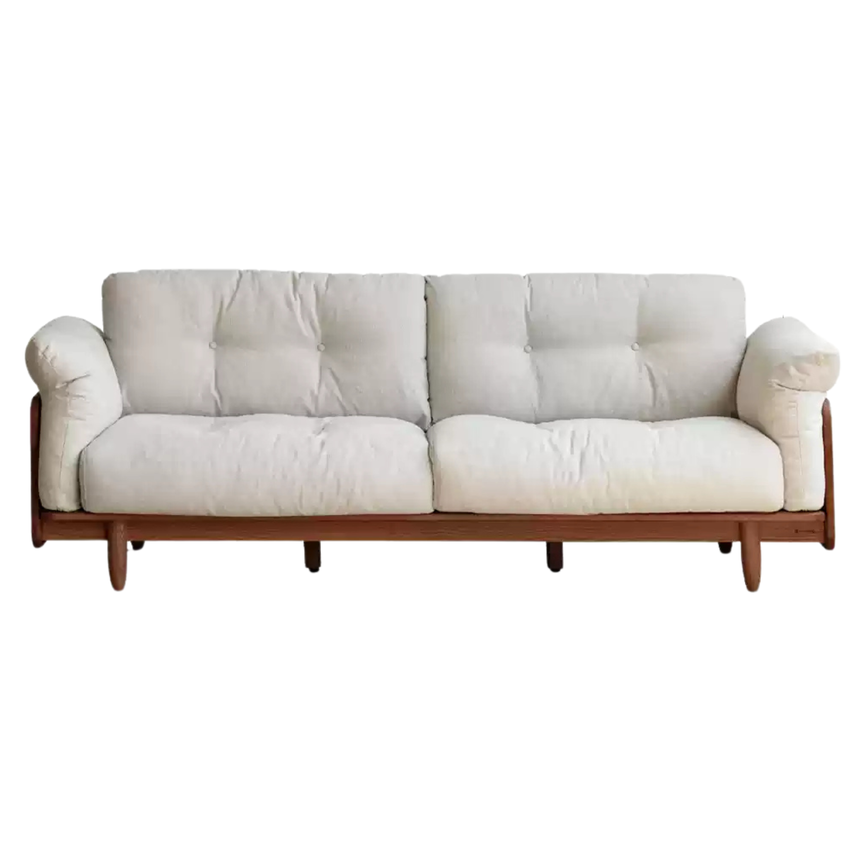 Black Walnut Solid Wood Genuine Leather Sofa.