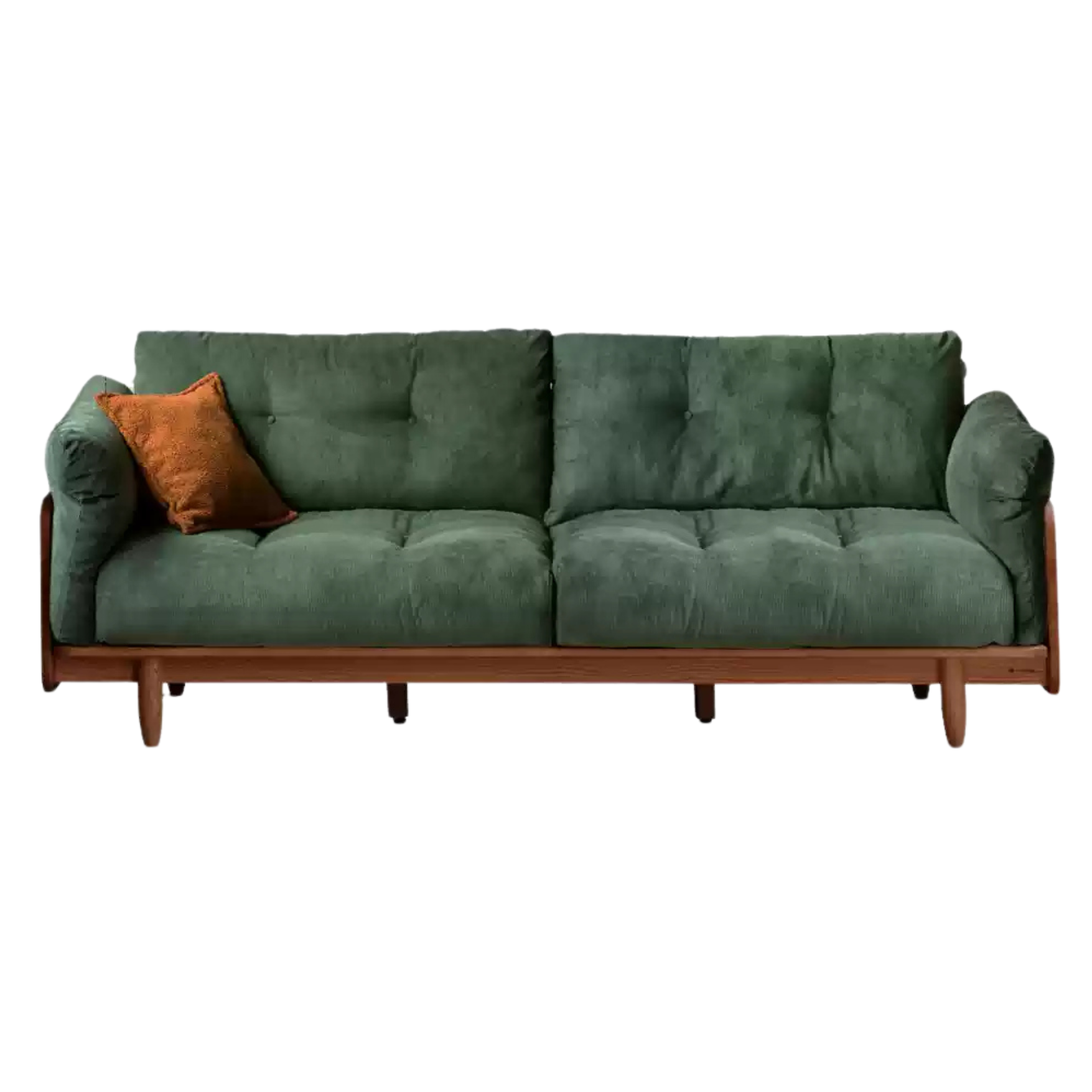 Black Walnut Solid Wood Genuine Leather Sofa.