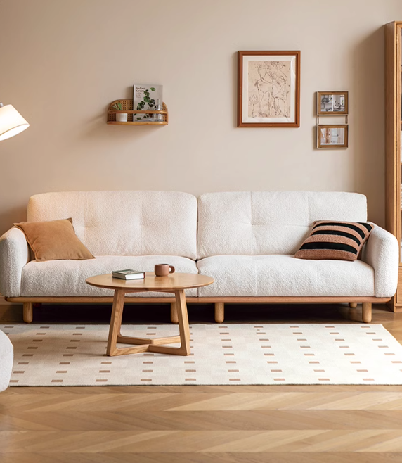 Fabric Lambskin White Sofa.