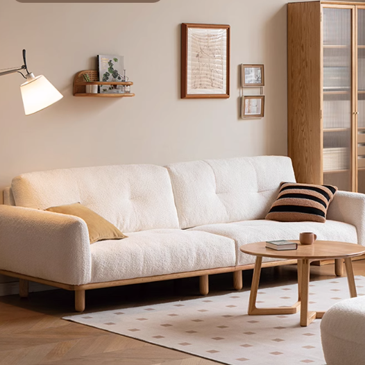 Fabric Lambskin White Sofa.
