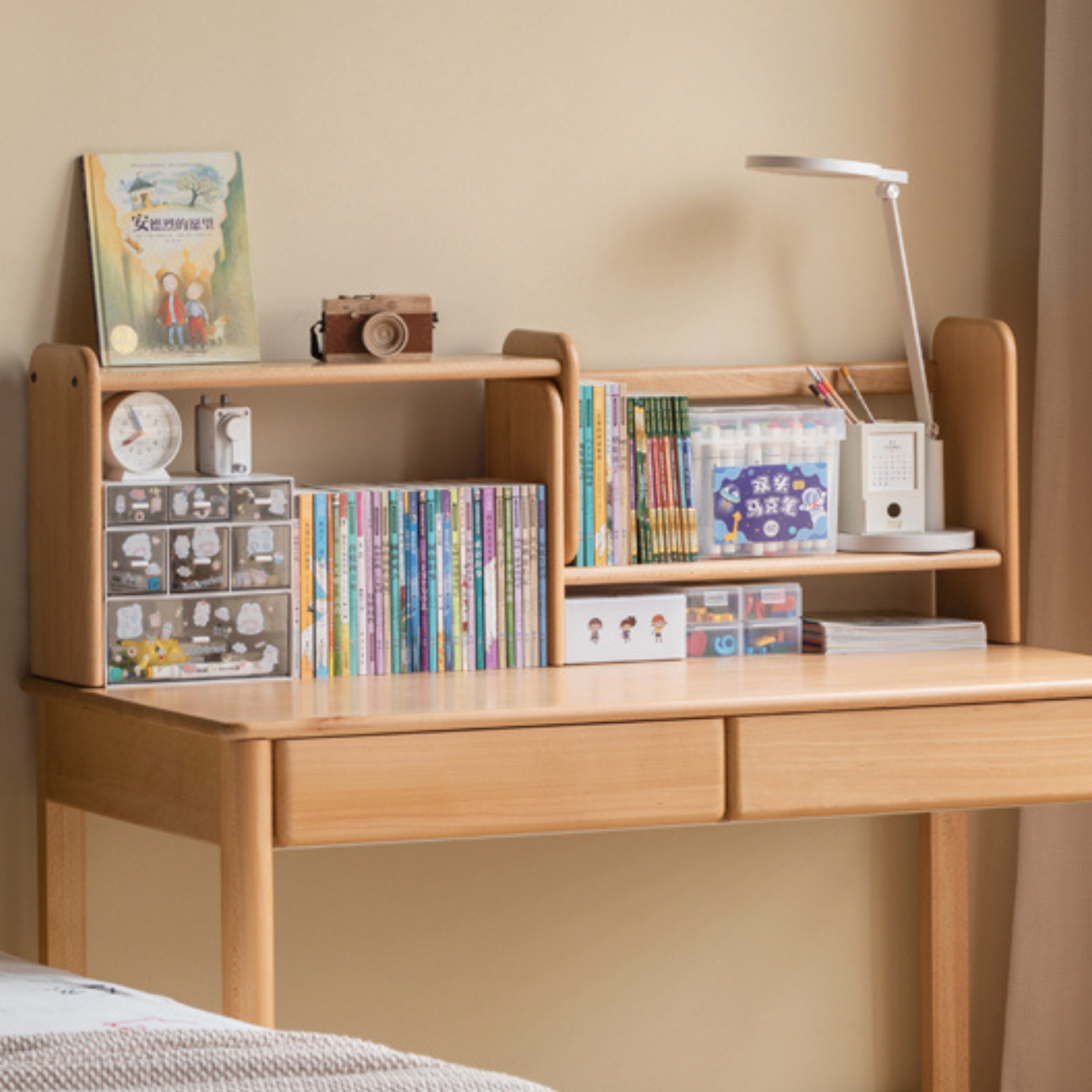 Beech, Oak, Poplar Solid Wood Children's Shelves Multi-function