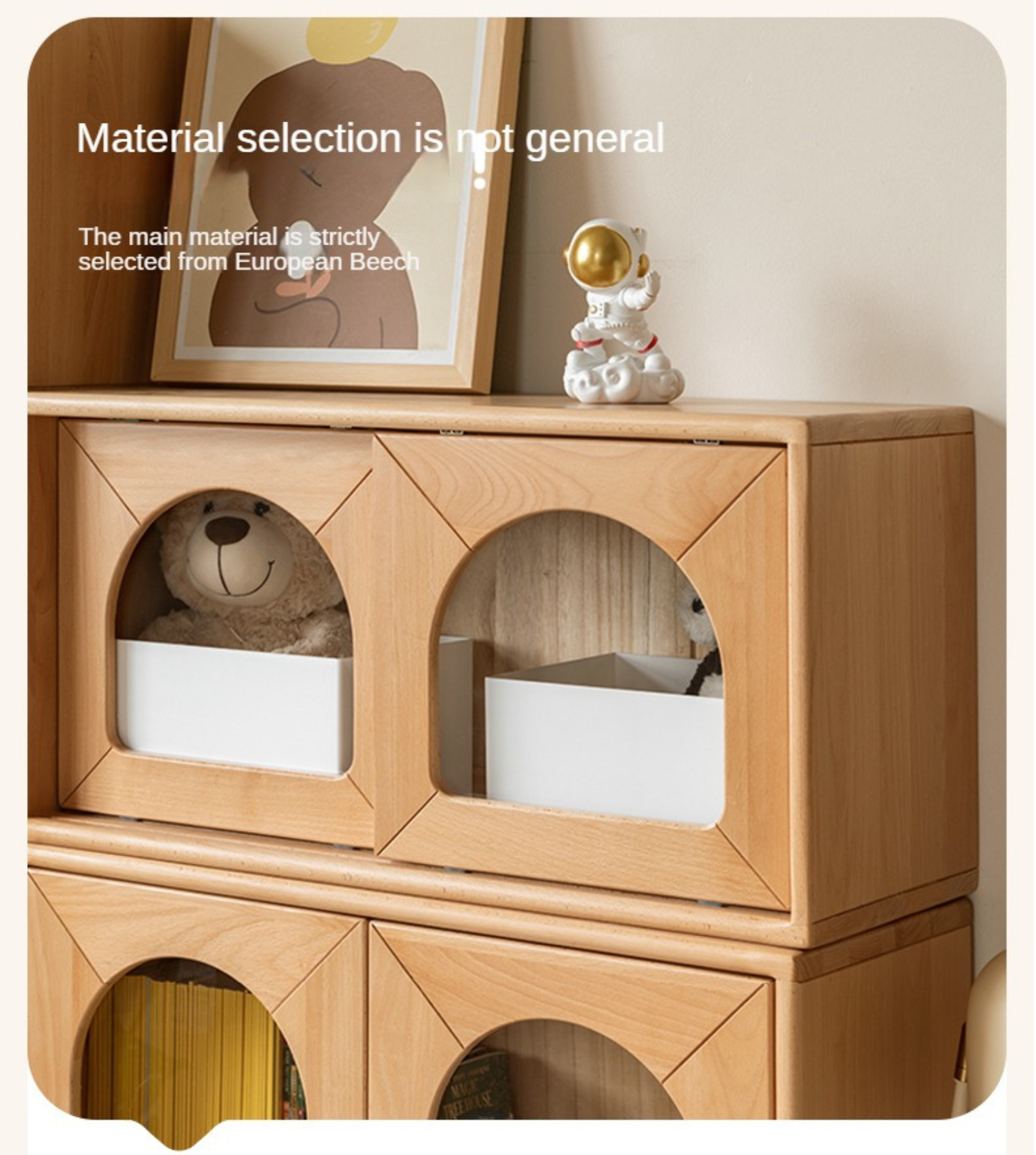 Beech Solid Wood Children's Сombination Bookshelf