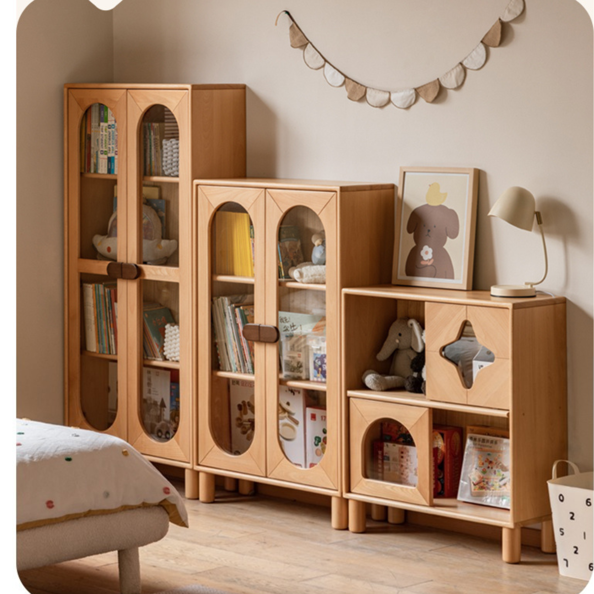 Beech Solid Wood Children's Сombination Bookshelf