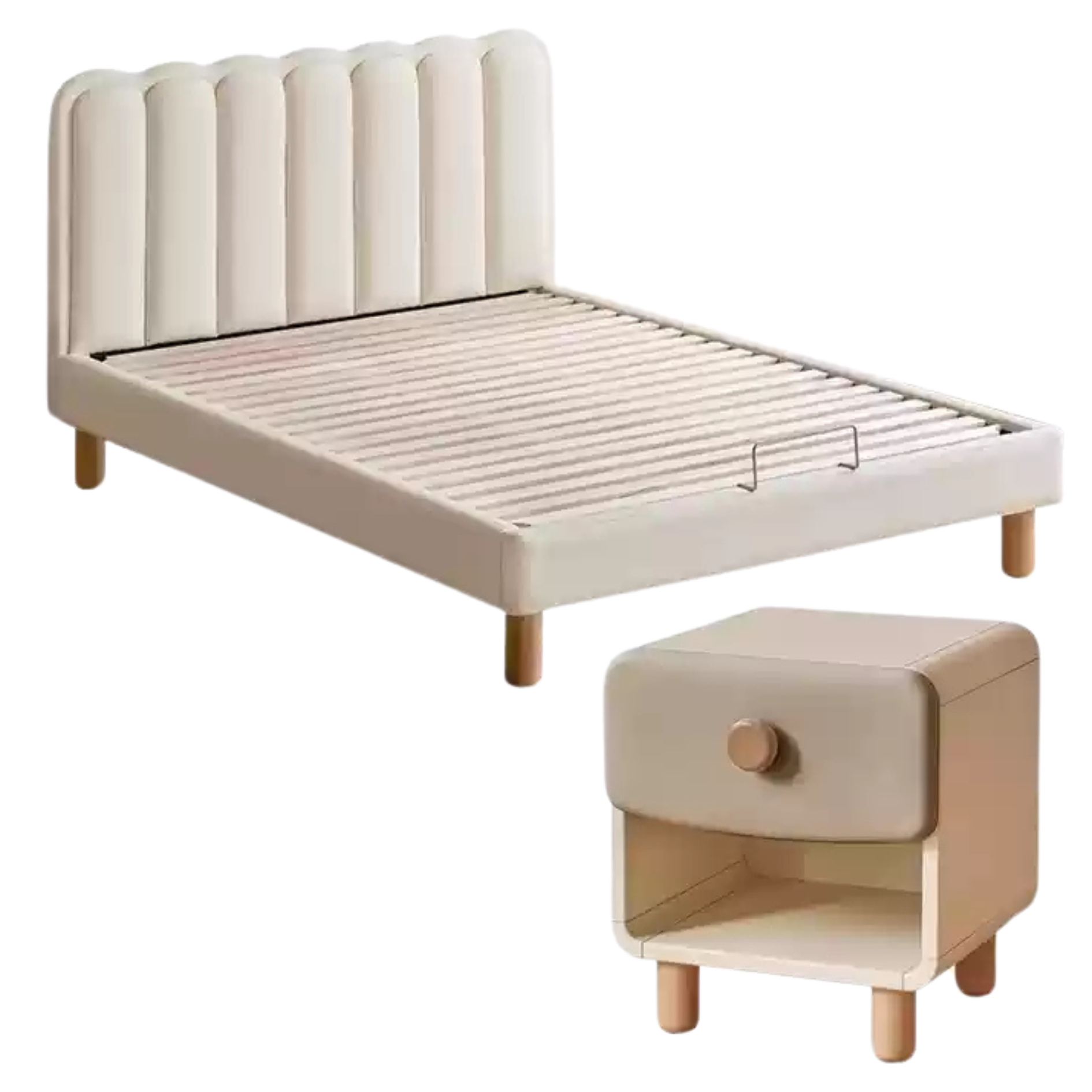 Organic leather cream style white Children's Bed