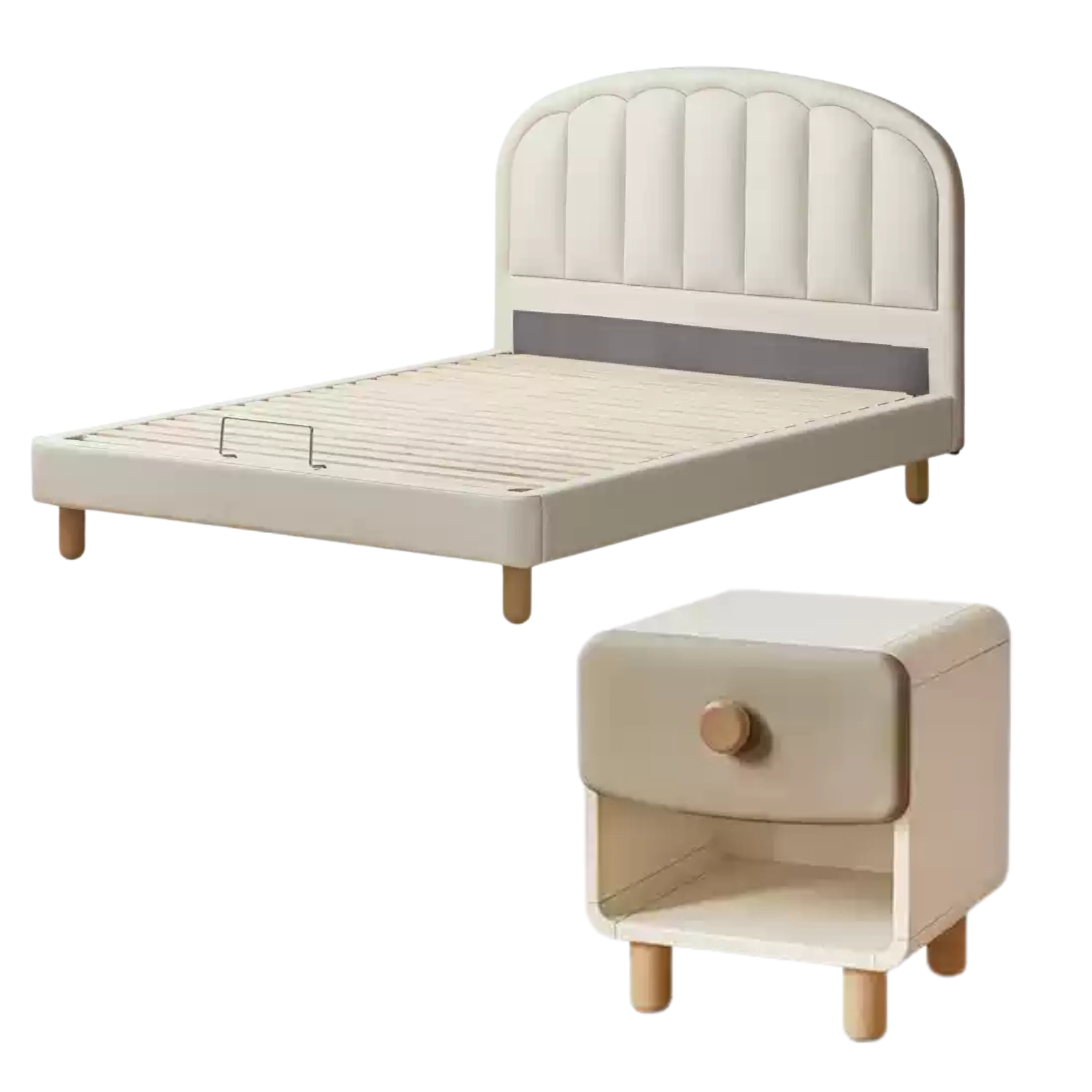 Organic leather Children's Cream Style Soft Bed.