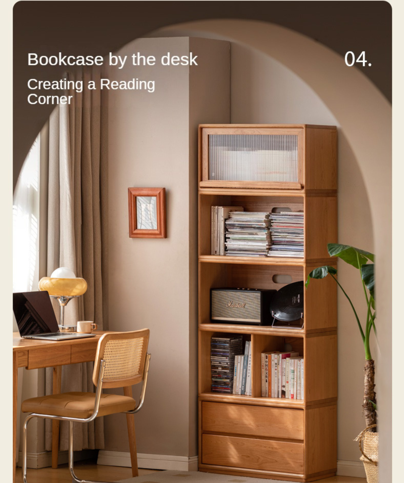 Cherry Solid Wood Free Combination Bookcase.