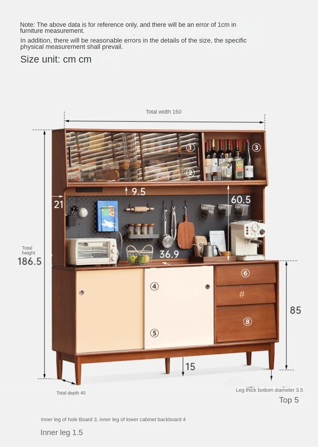 Tulipwood Solid Wood Vintage Style Retro Sideboard