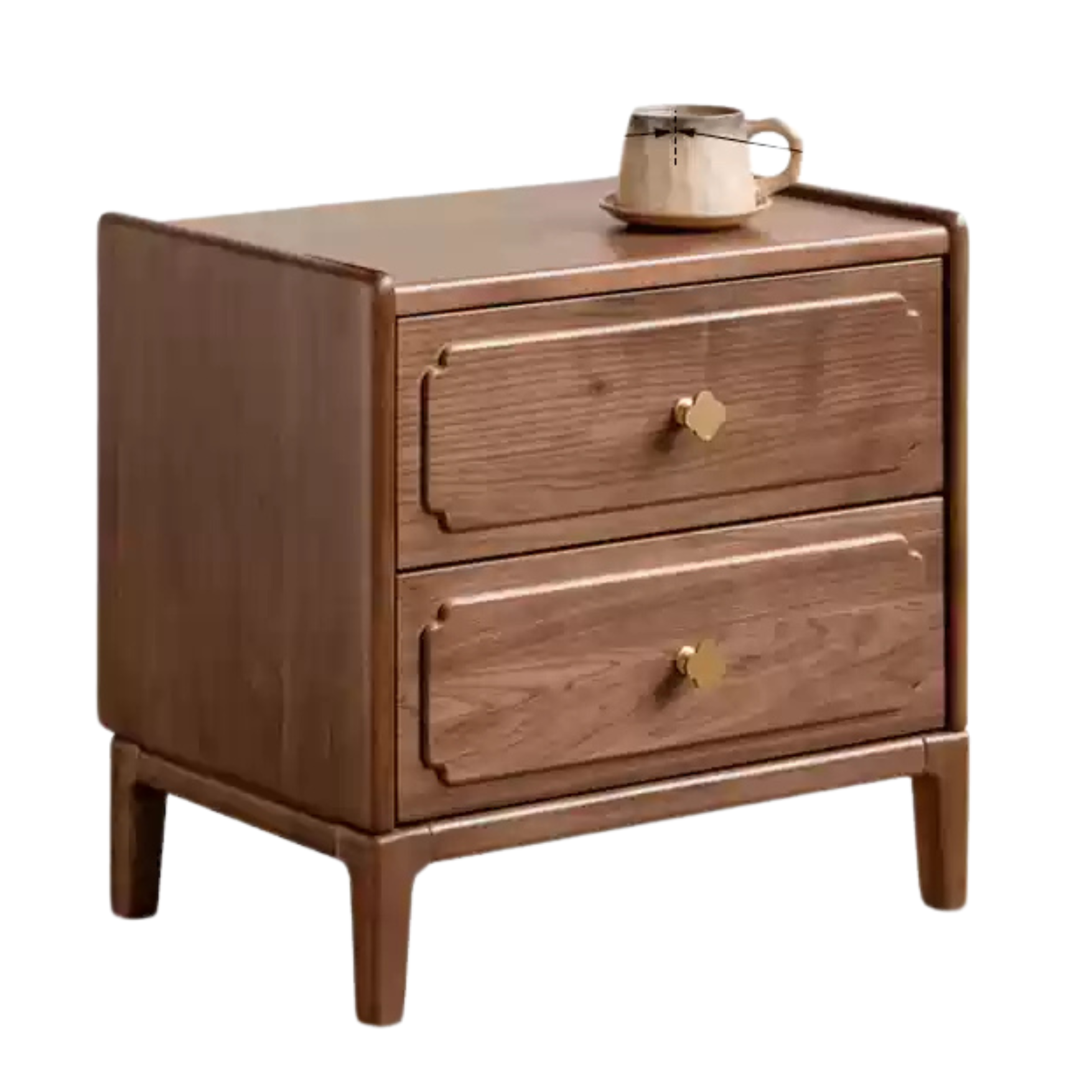 Black Walnut, Oak Solid Wood Nightstand.