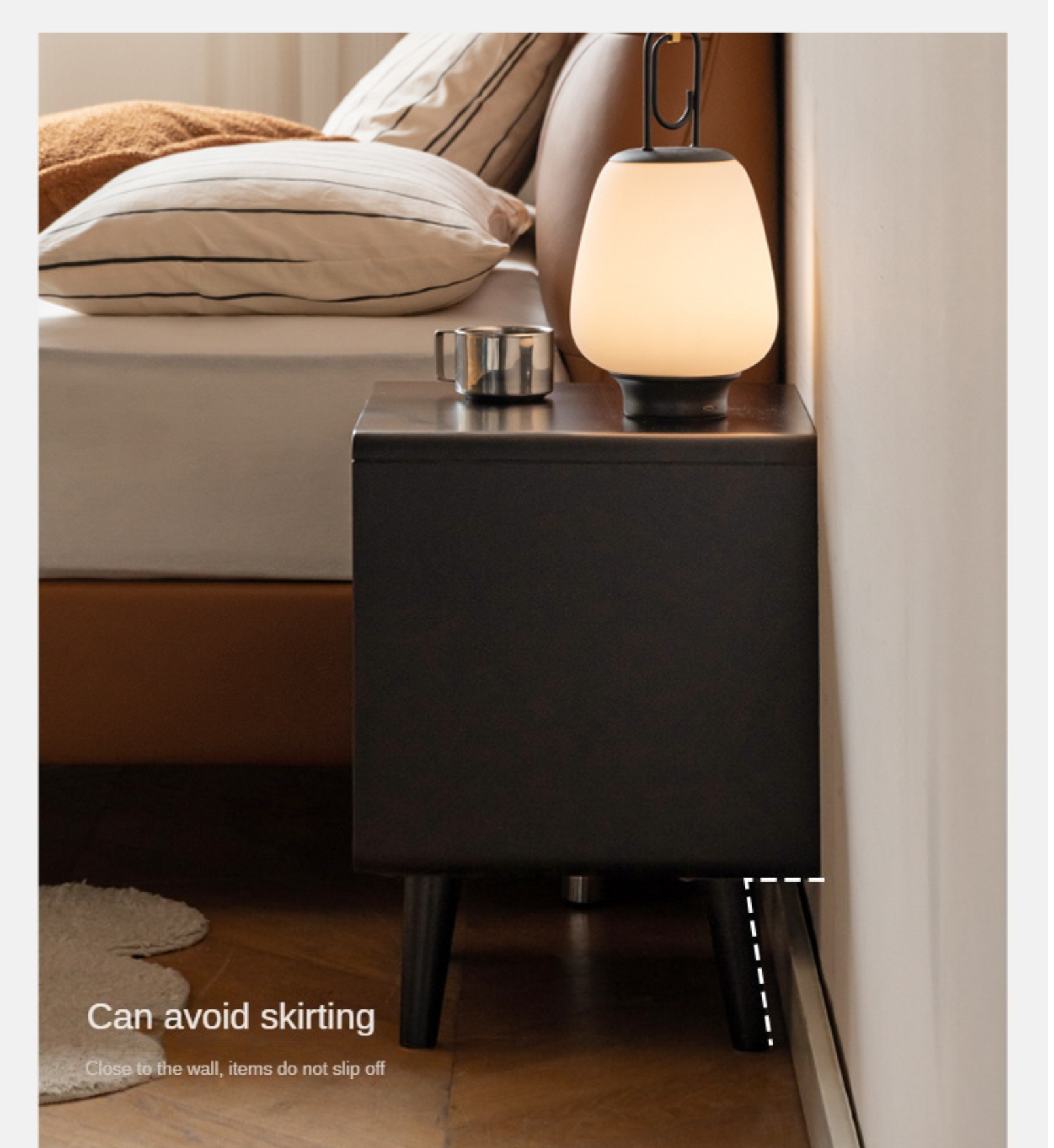 Solid RubberWood Black Nightstand.