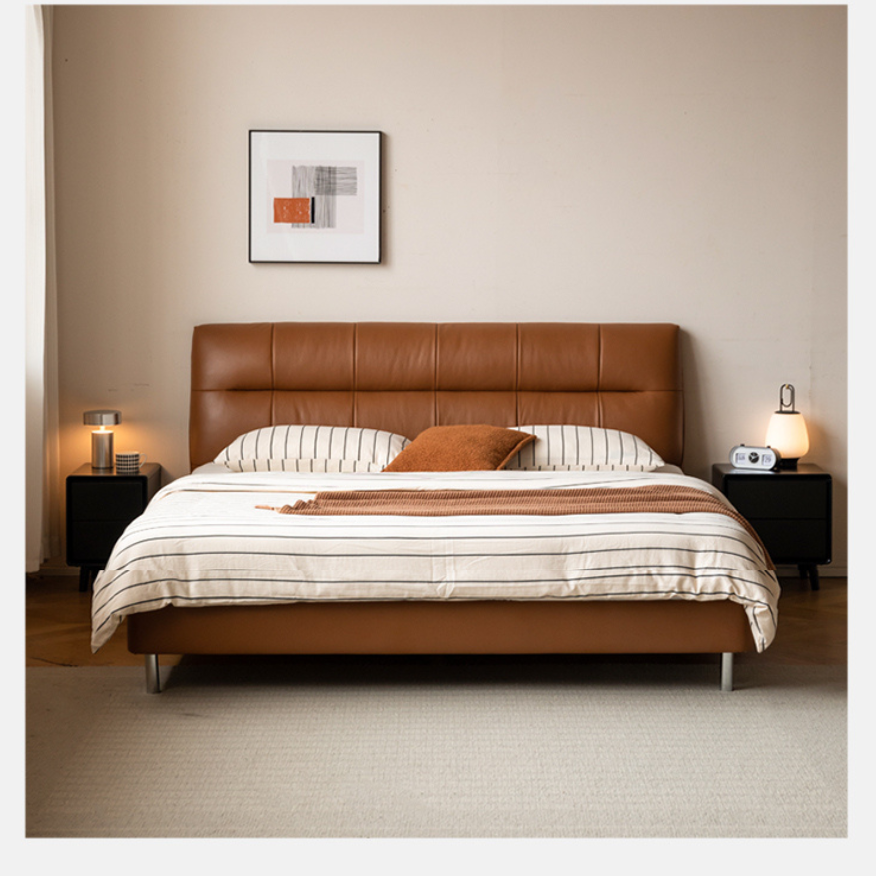 Solid RubberWood Black Nightstand.