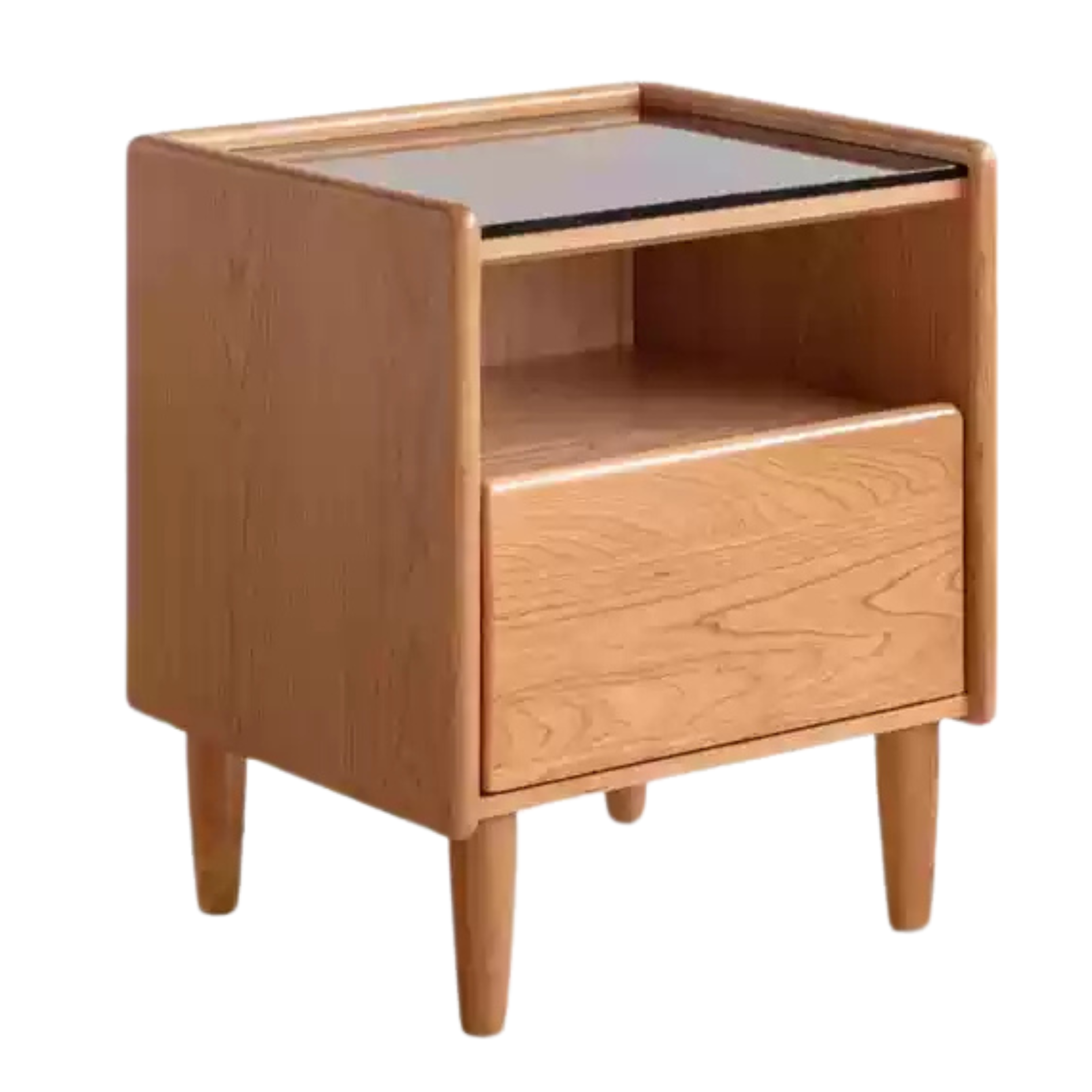 Cherry, Ash Solid Wood Small Nightstand.