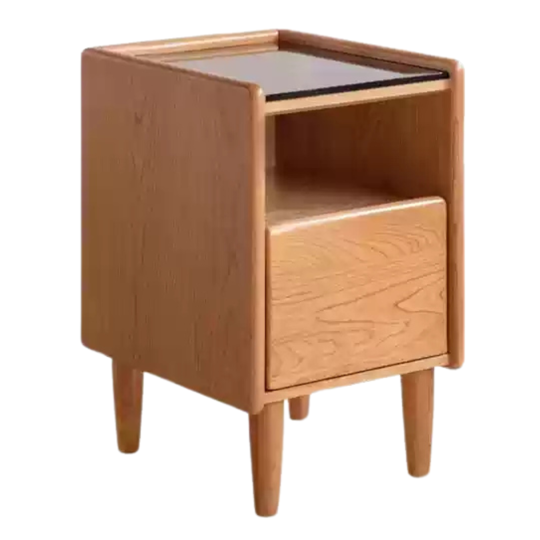 Cherry, Ash Solid Wood Small Nightstand.
