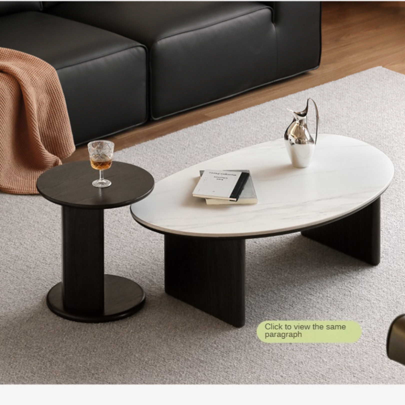 Oak Solid Wood Modern Rock Plate Coffee Table.