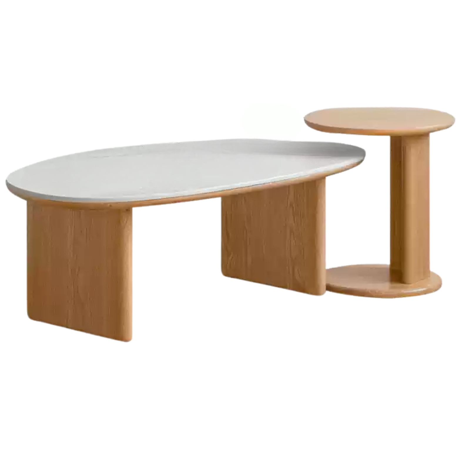 Oak Solid Wood Modern Rock Plate Coffee Table.