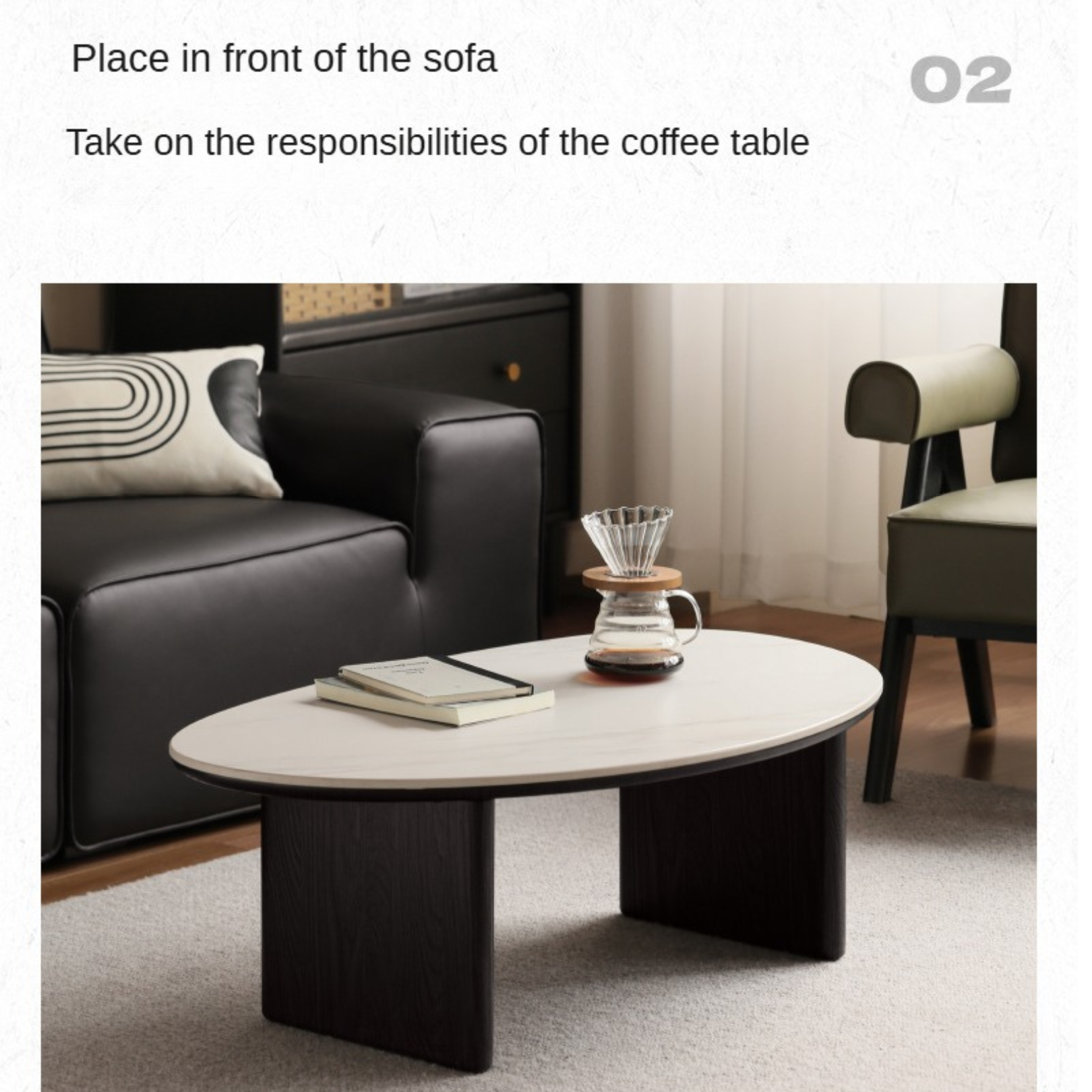 Oak Solid Wood Rock Slab Combination Coffee Table