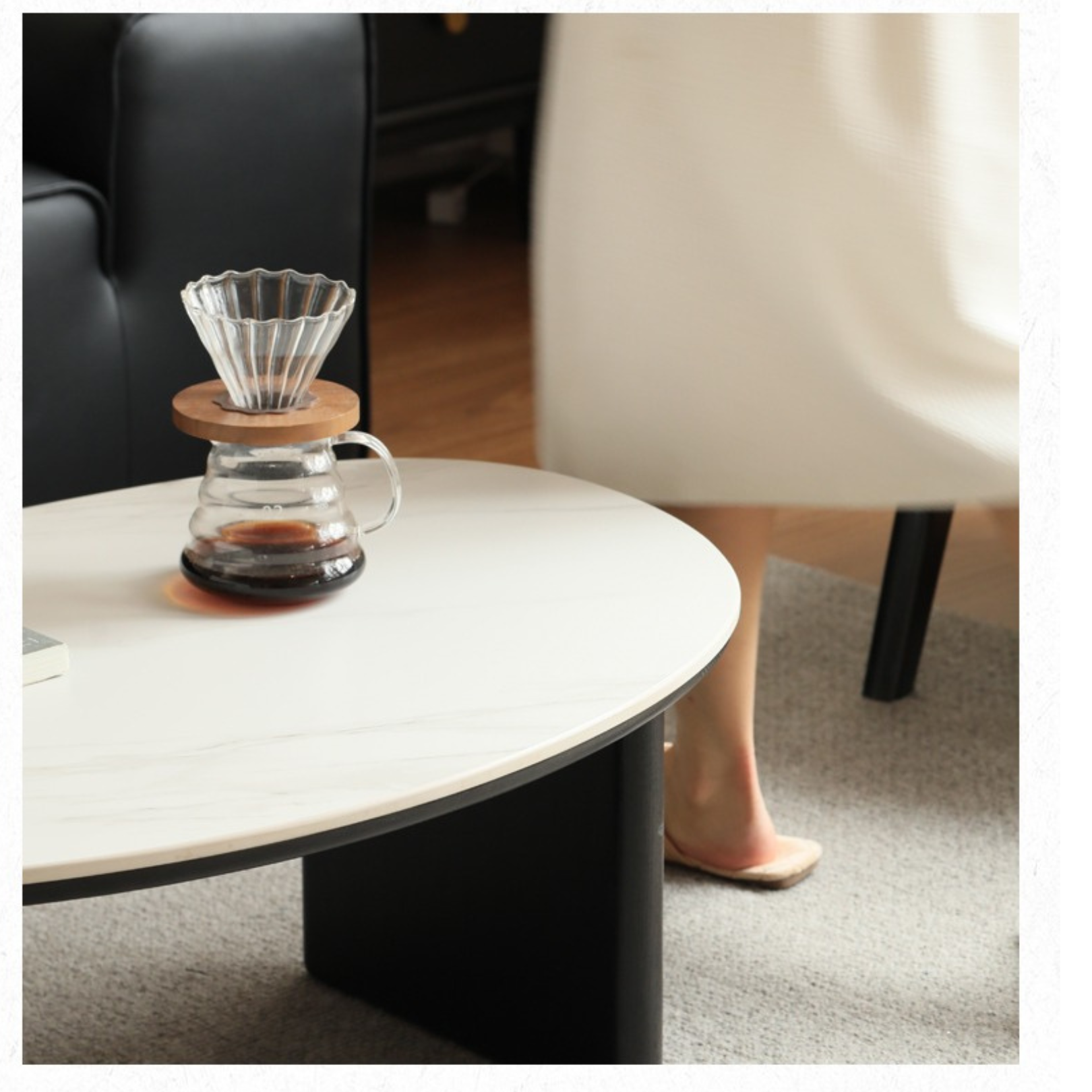 Oak Solid Wood Rock Slab Combination Coffee Table