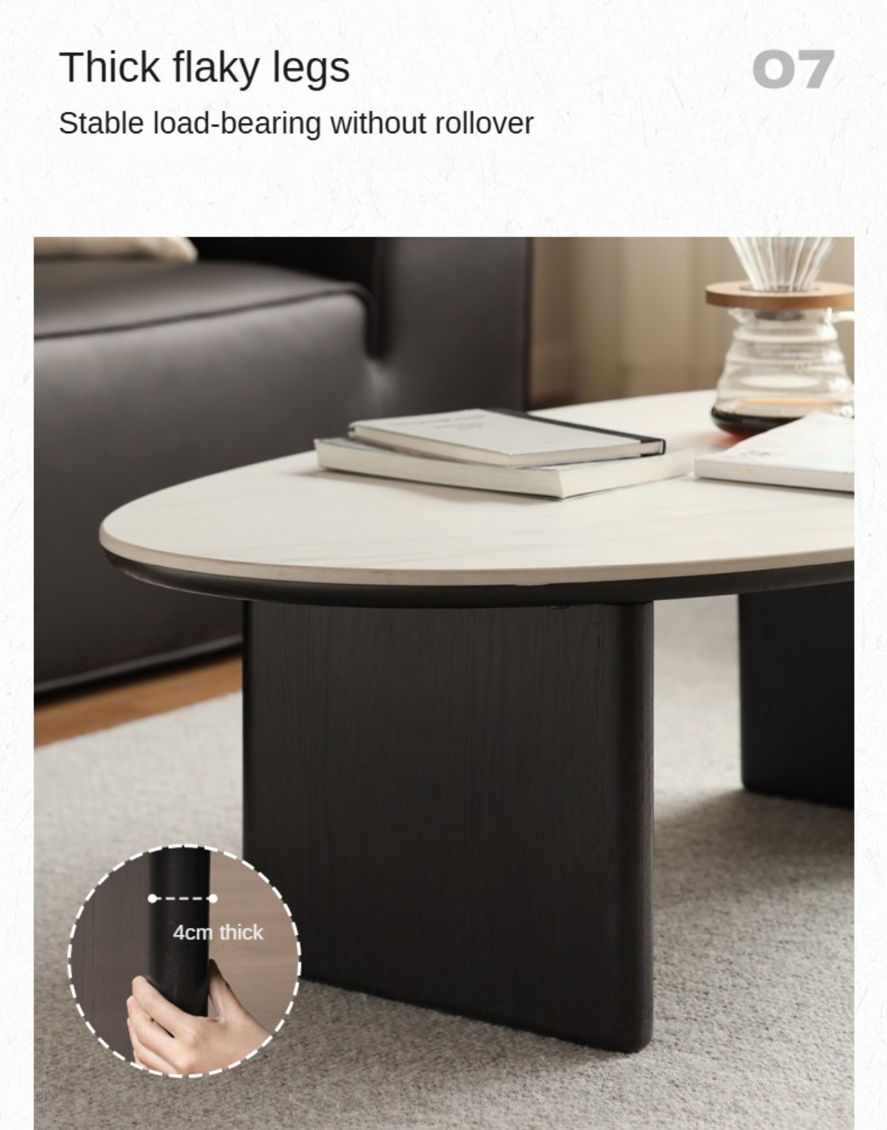 Oak Solid Wood Rock Slab Combination Coffee Table