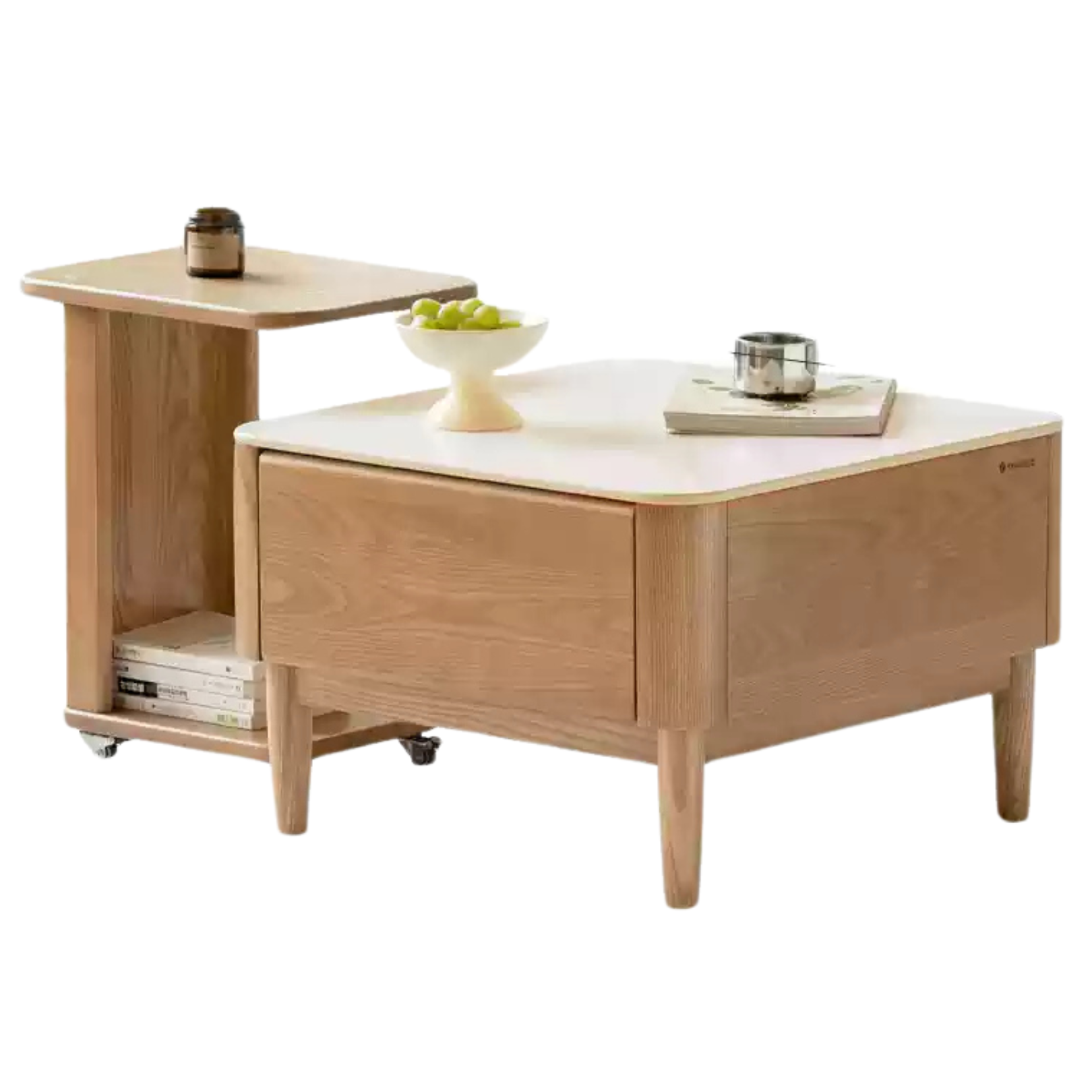 Ash Solid Wood Modern Rock Board Square Coffee Table