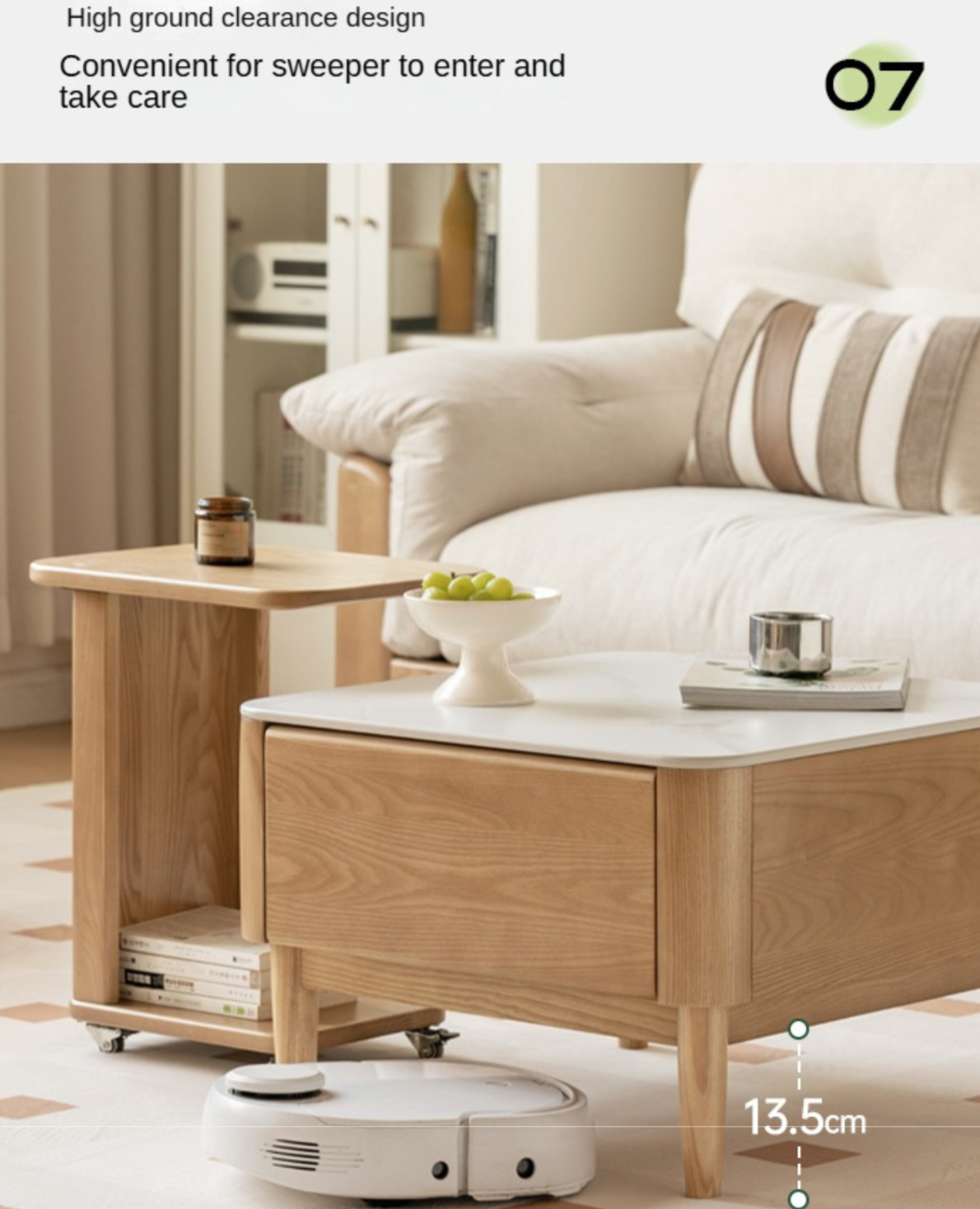 Ash Solid Wood Modern Rock Board Square Coffee Table