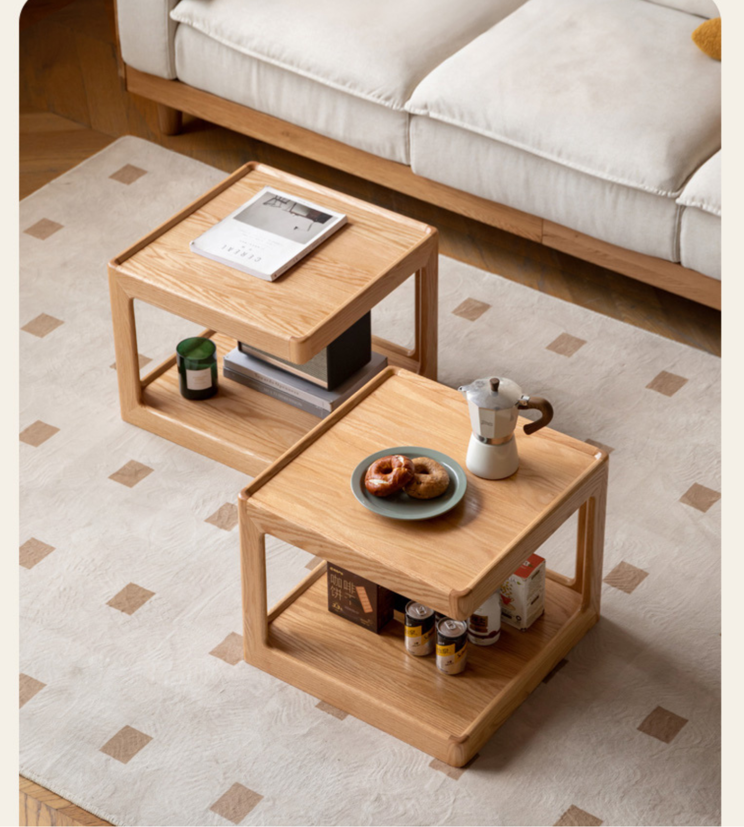 Oak Solid Wood Square Coffee Table.