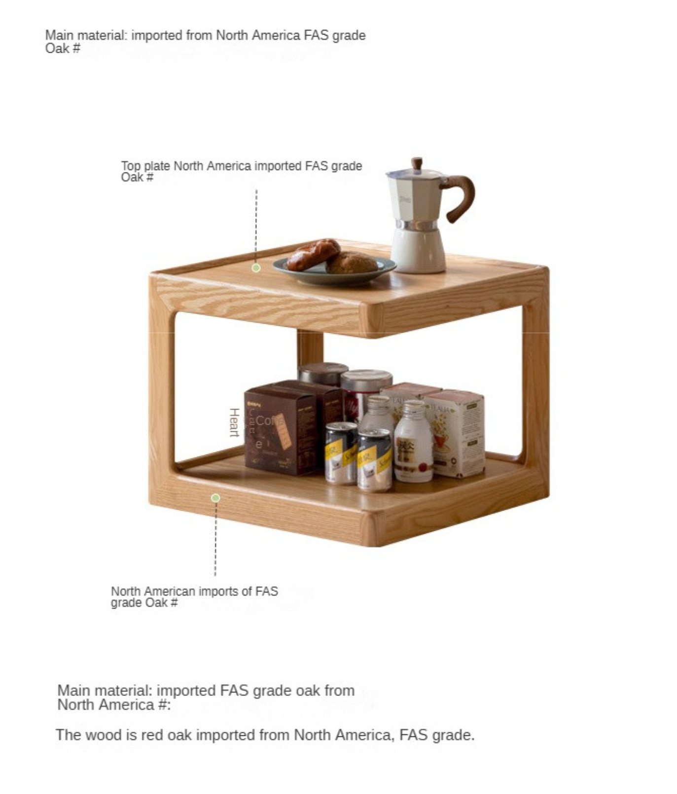 Oak Solid Wood Square Coffee Table.