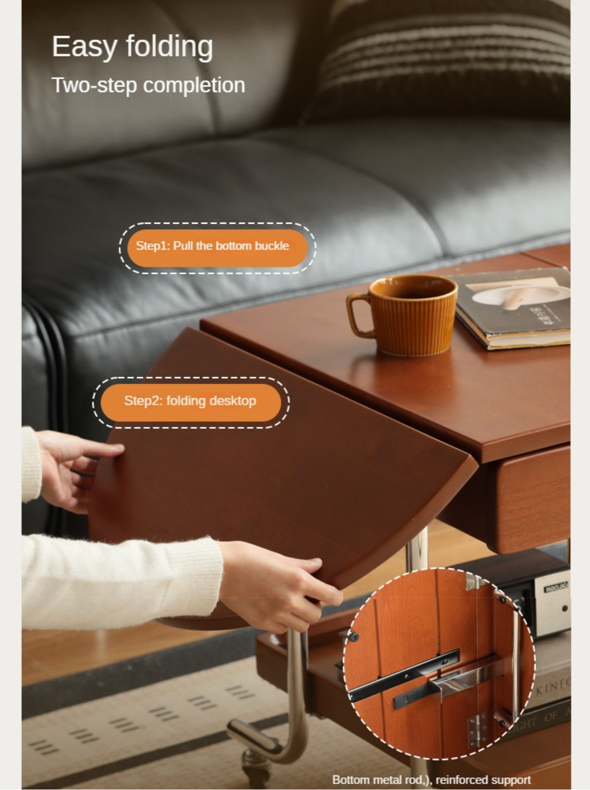 Poplar Solid Wood Folding Coffee Table.