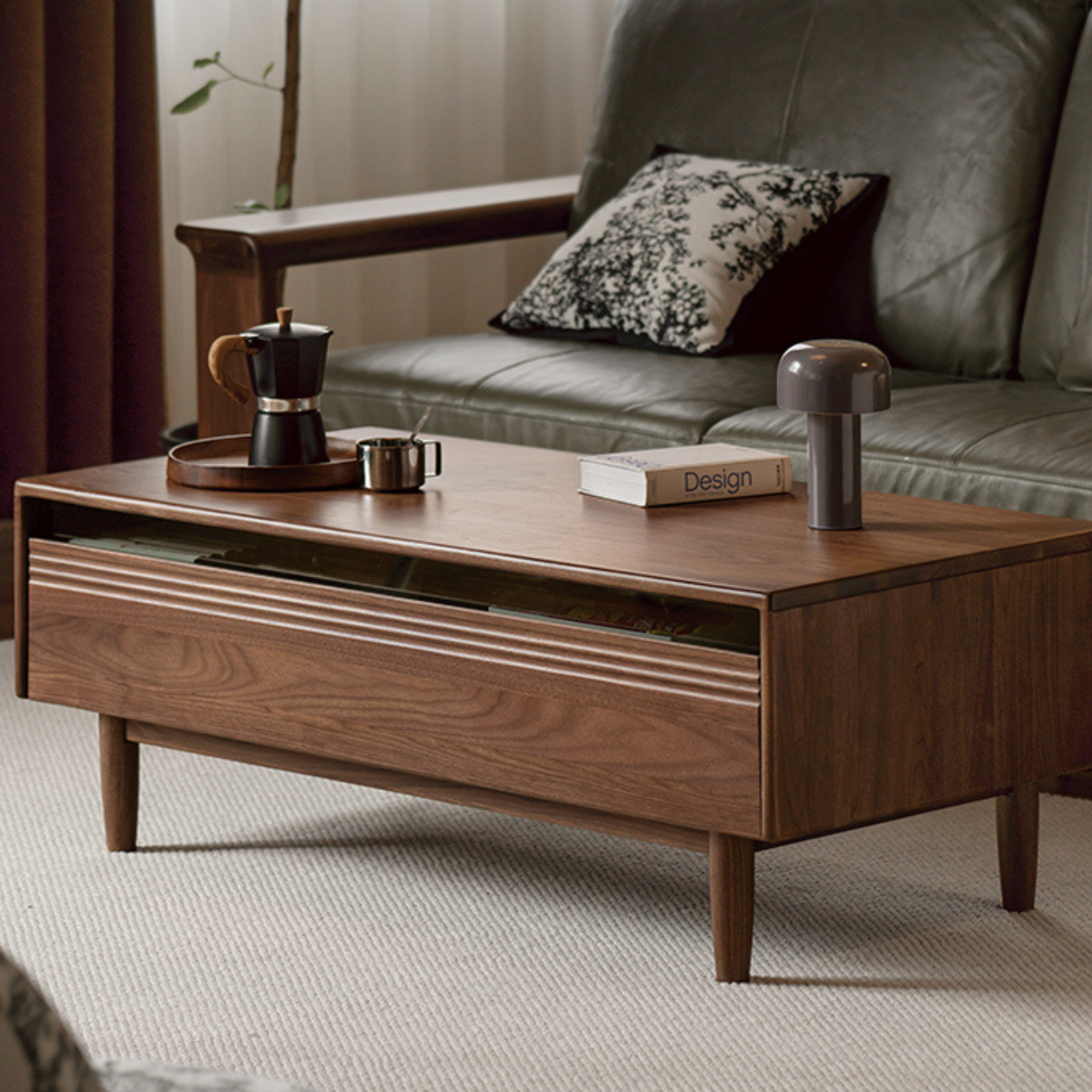 Black Walnut, Golden Sandalwood Solid Wood Coffee Table