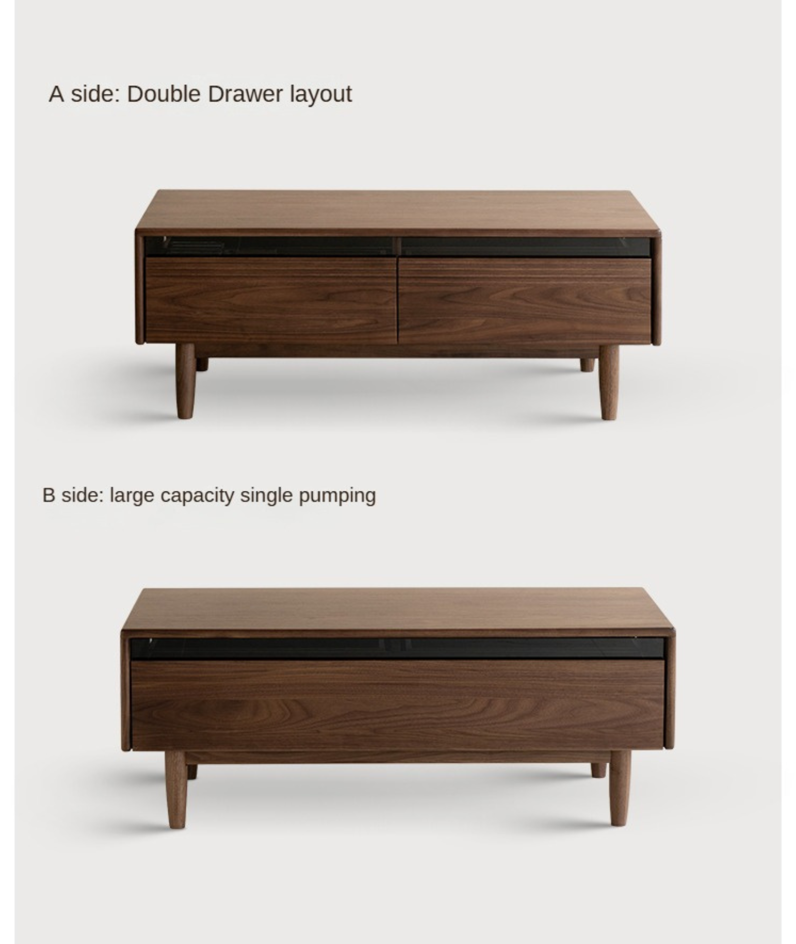 Black Walnut, Golden Sandalwood Solid Wood Coffee Table