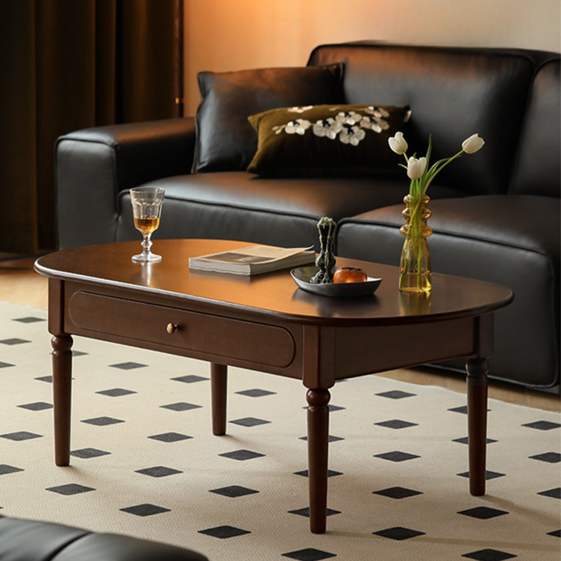 Poplar Solid Wood Retro Coffee Table