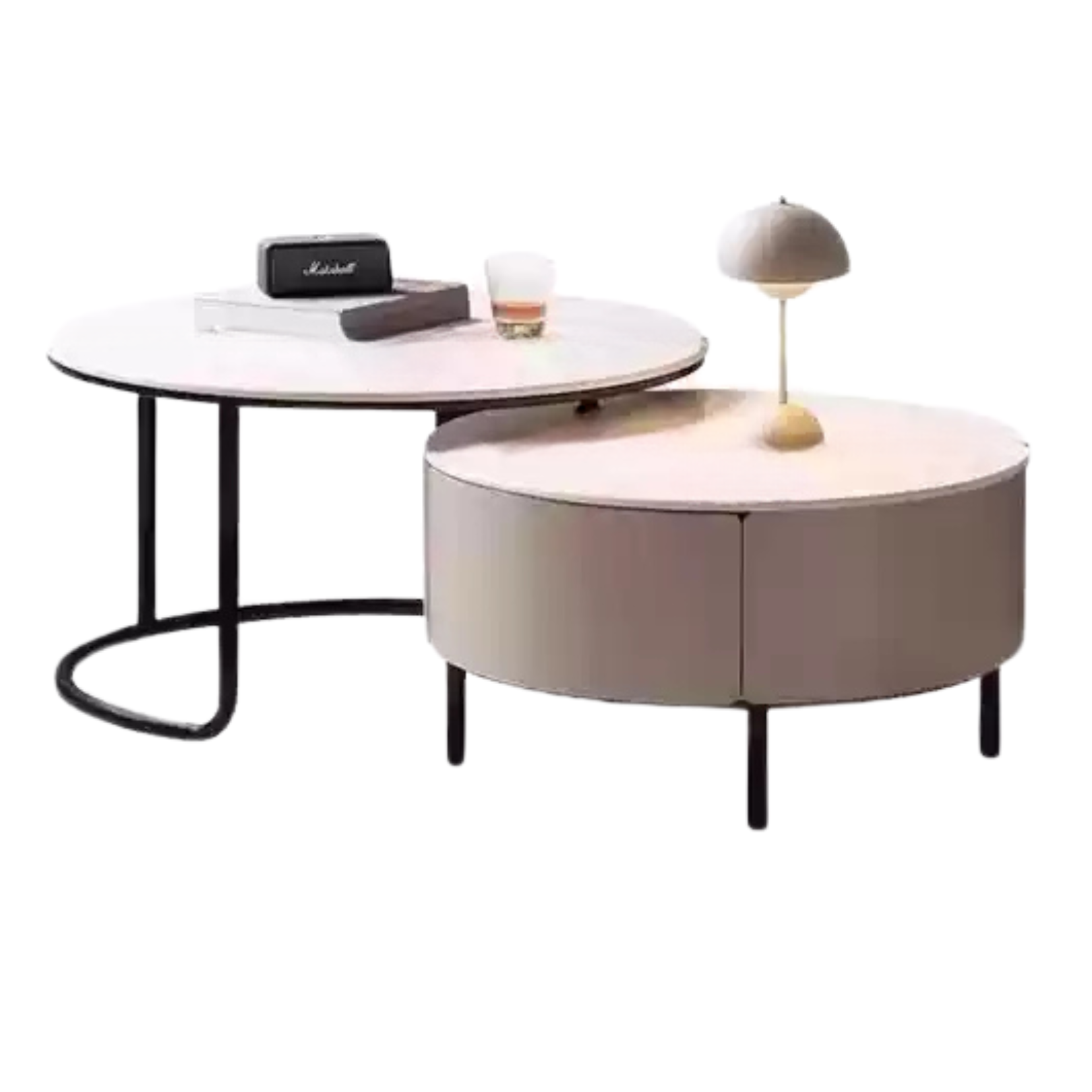 Poplar Solid Wood Rock Plate Storage Coffee Table