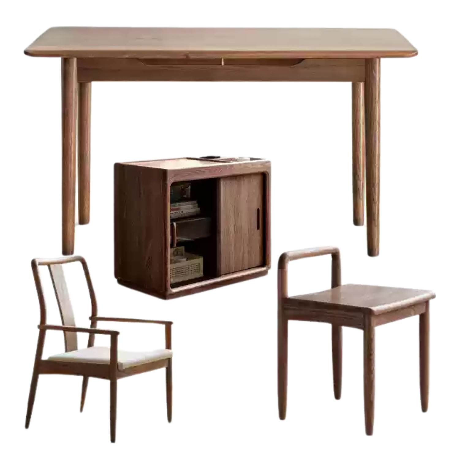 Black Walnut, Oak Solid Wood Tea Table