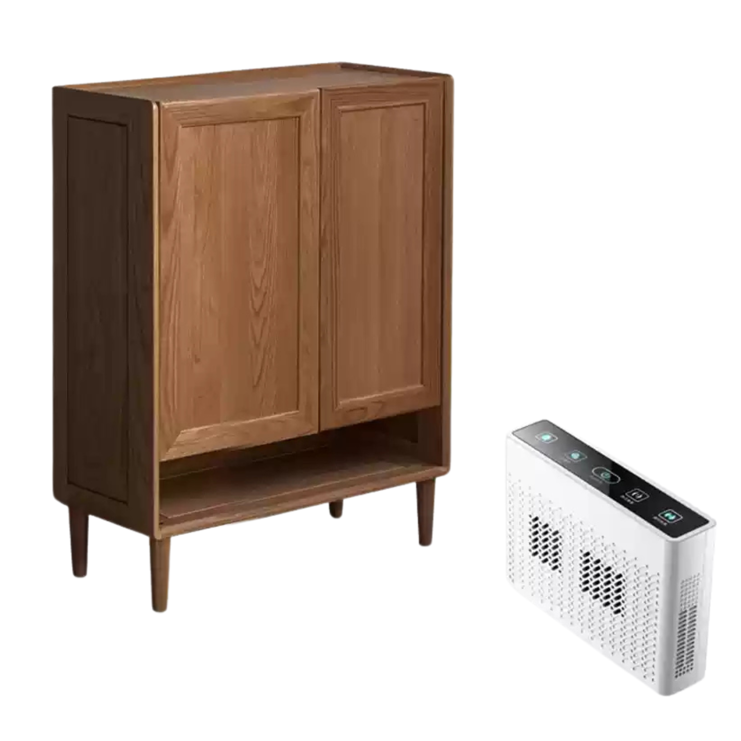 Oak Solid Wood, Solid Rubberwood Large Capacity Shoe Cabinet