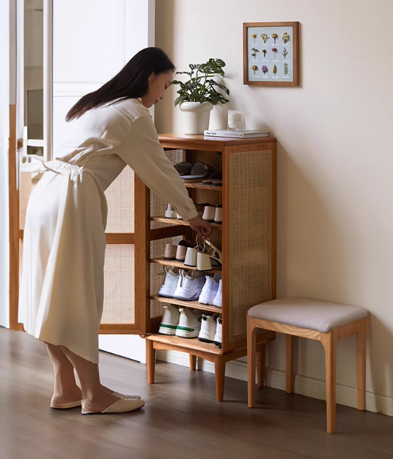 Oak Solid Wood Narrow Style With Doorshoe Cabinet