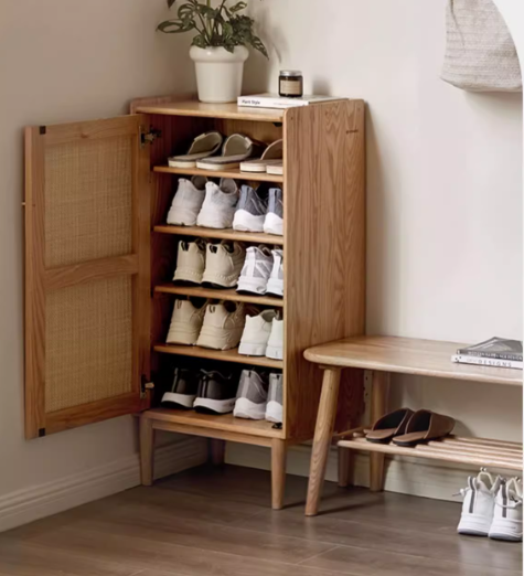 Oak Solid Wood Narrow Style With Doorshoe Cabinet