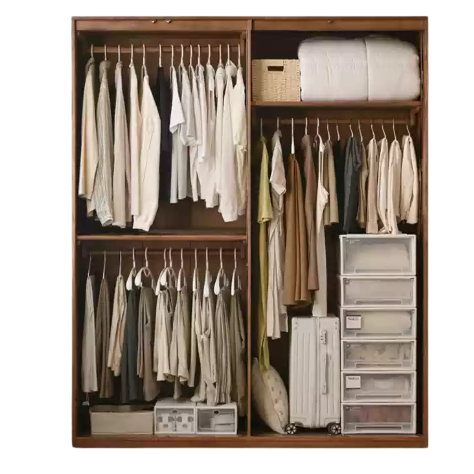 Black Walnut Solid Wood Wardrobe Modern Simple.