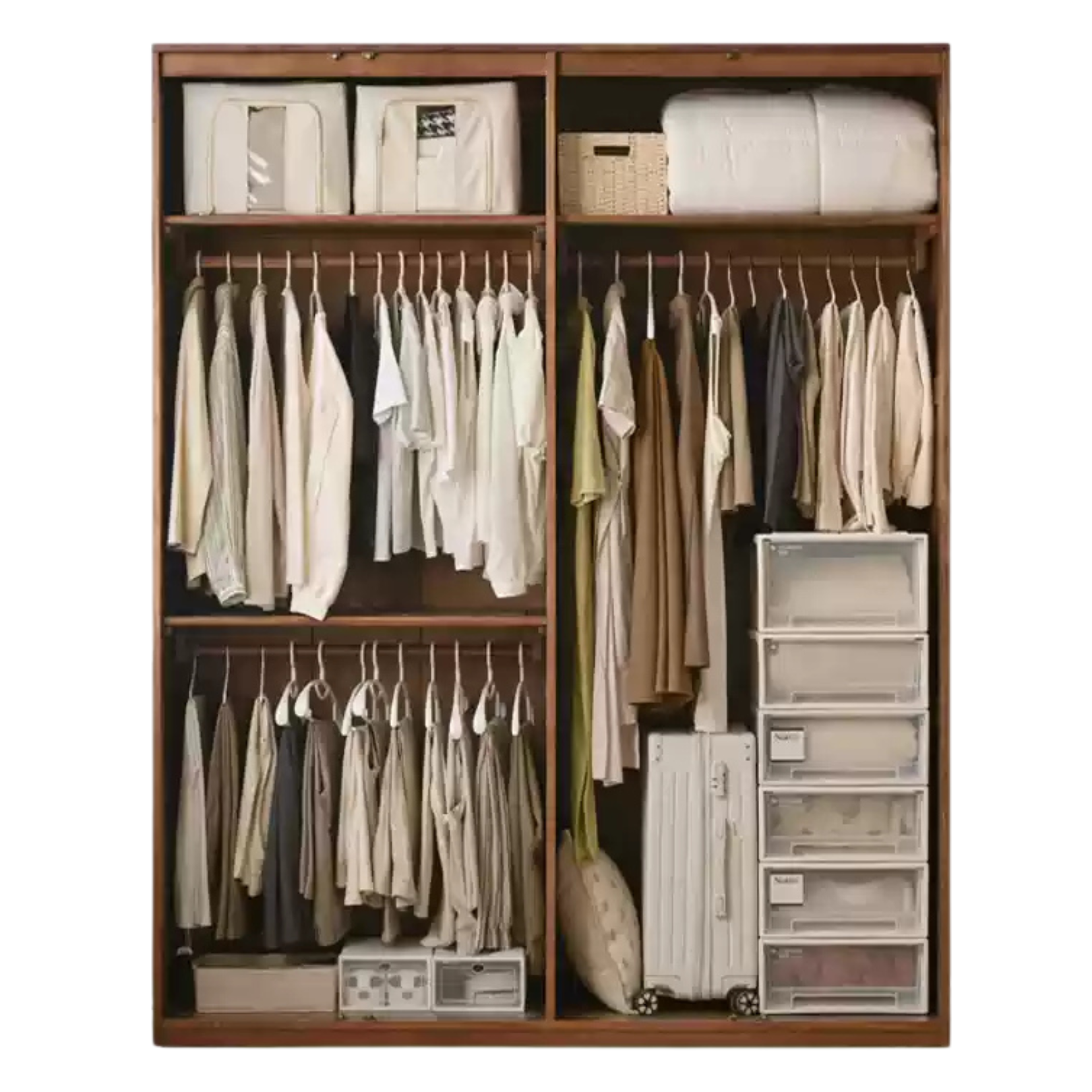 Black Walnut Solid Wood Wardrobe Modern Simple.