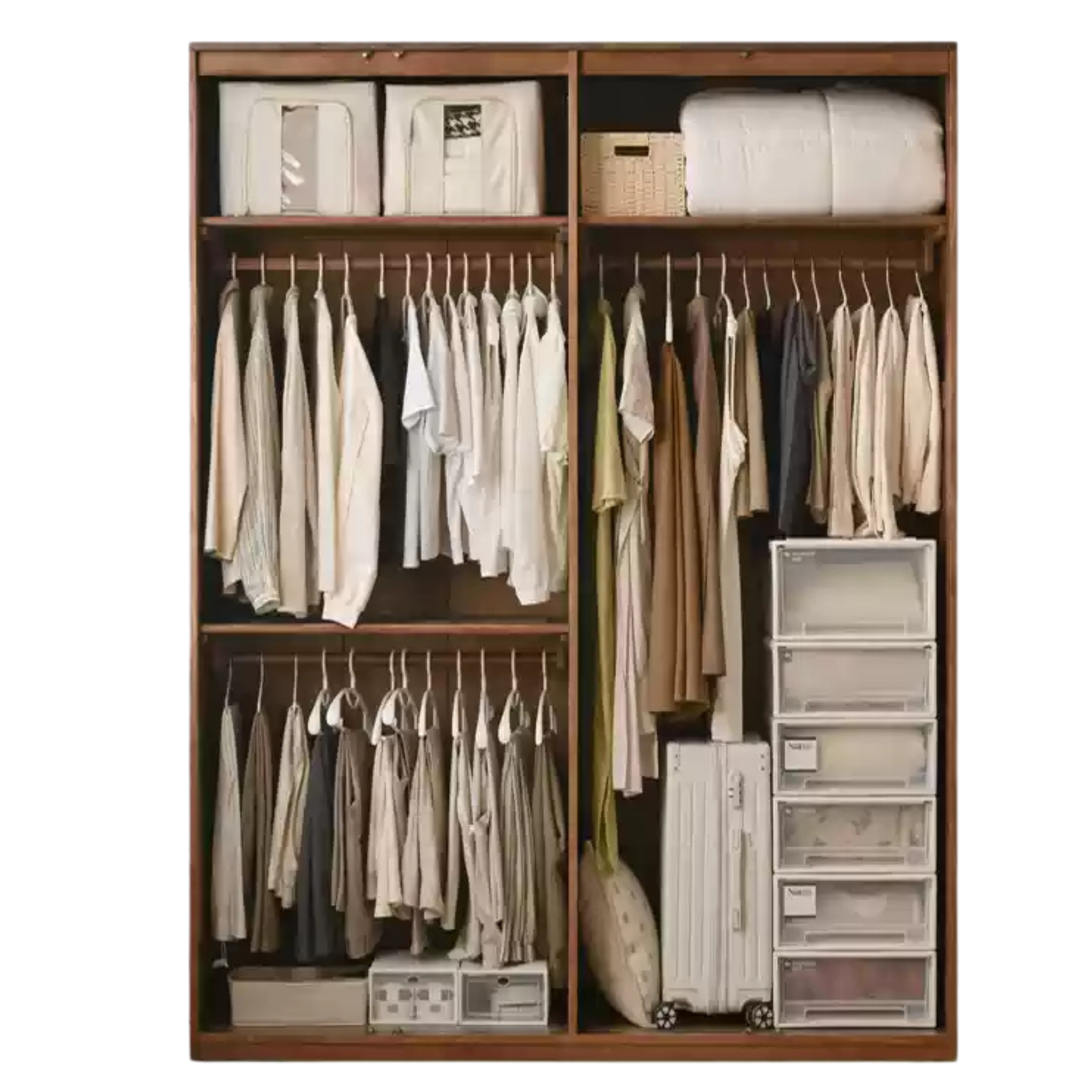 Black Walnut Solid Wood Wardrobe Modern Simple.