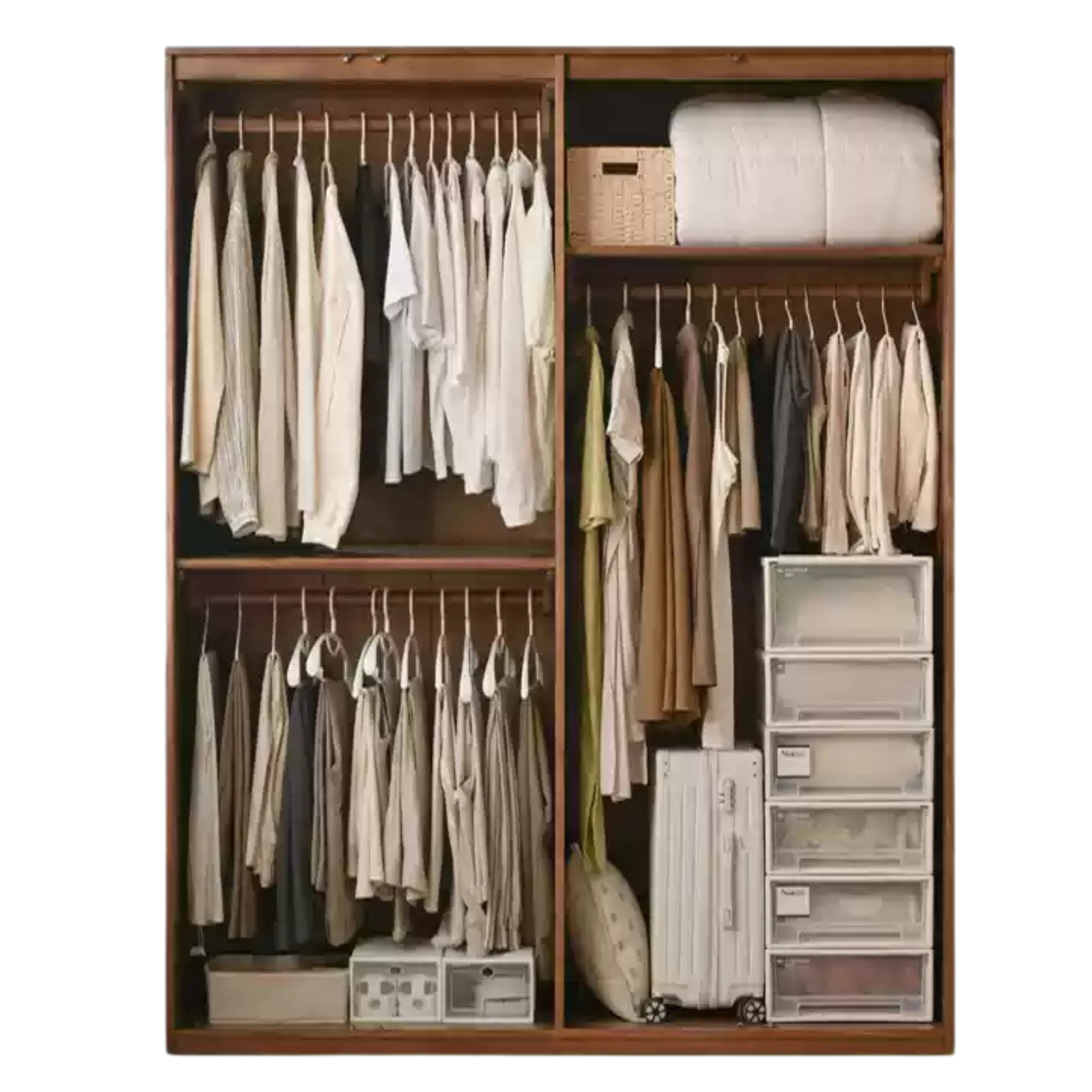 Black Walnut Solid Wood Wardrobe Modern Simple.